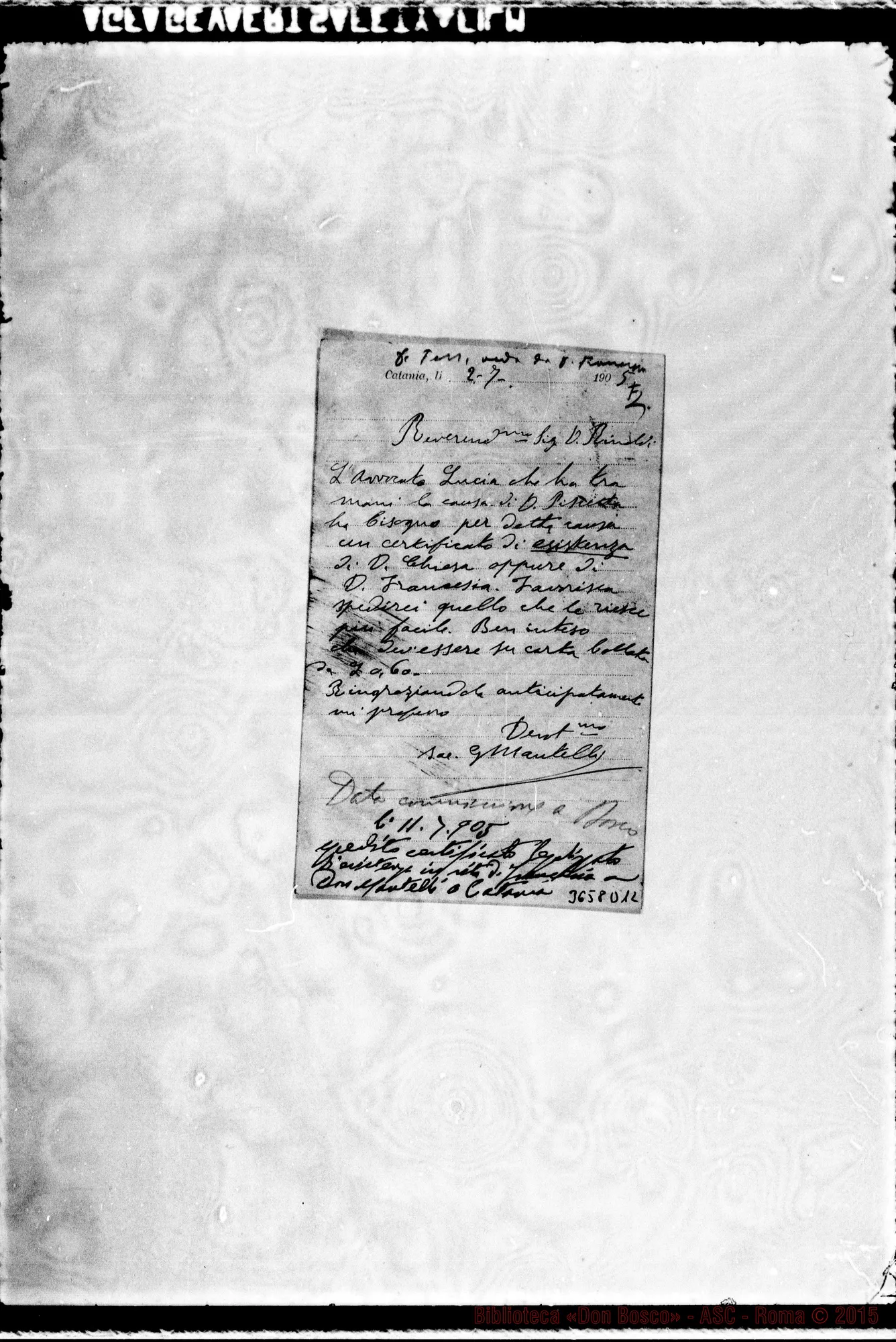 Fotogramma D 12 — Don Mantelli-Don Rinaldi. Catania, 2-07-1905