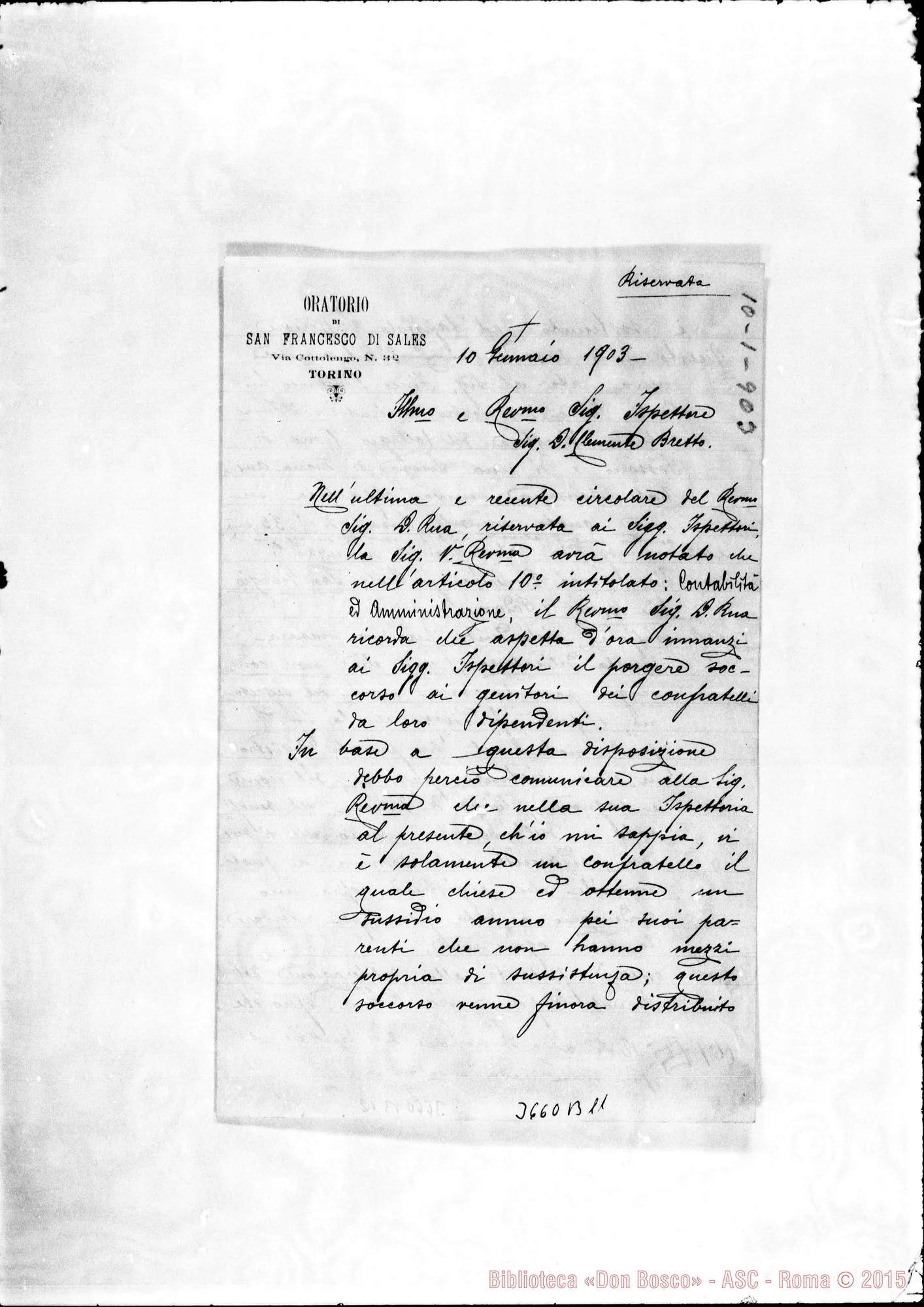 Fotogramma B 11 — Don Rinaldi-Don Bretto. Torino, 10-01-1903 Firma autogr. Rinaldi
