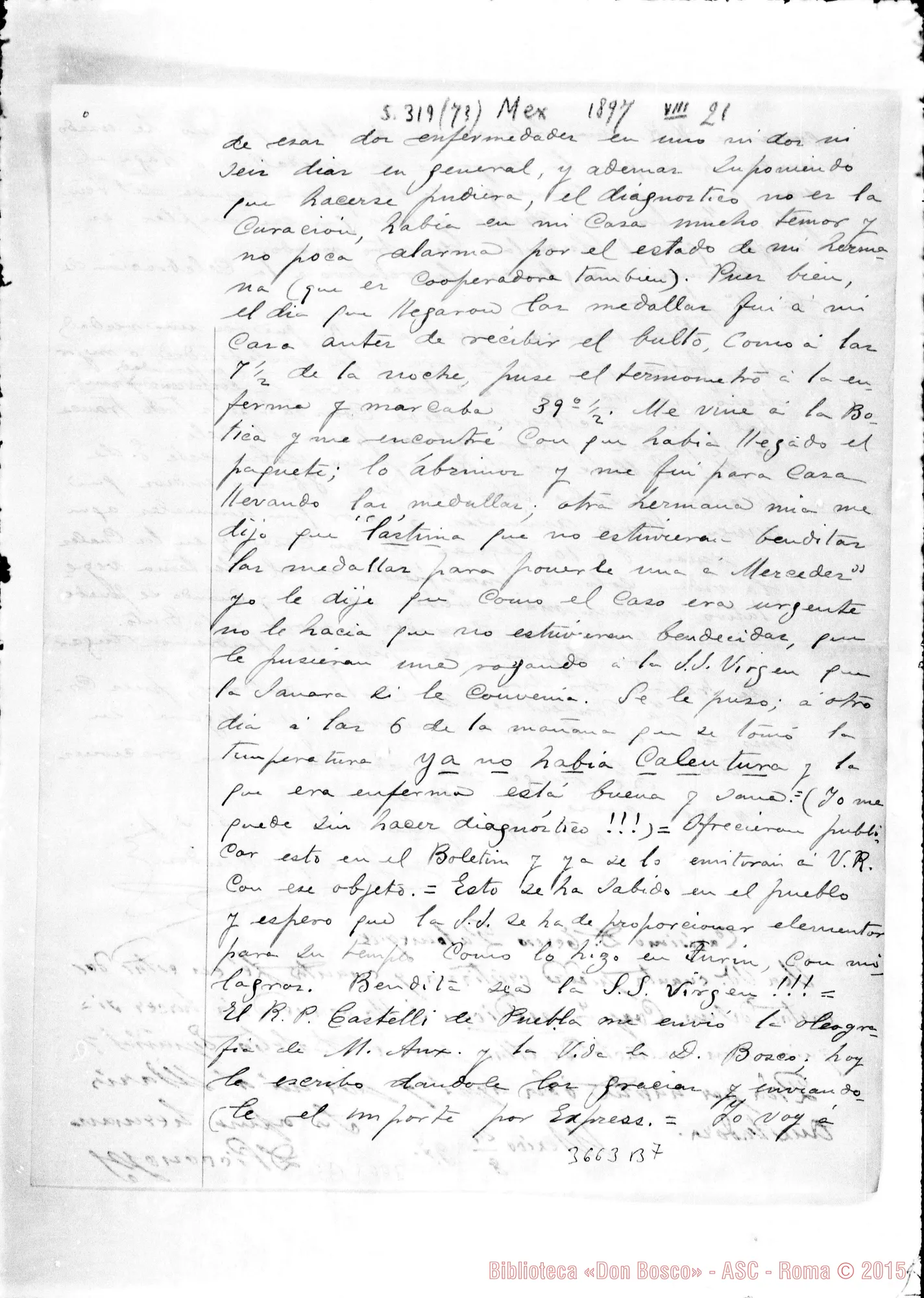 Fotogramma B 7 — José G. Mendoza-Don Piccono. Teotittàn, 21-08-1897 Postilla D. Piccono