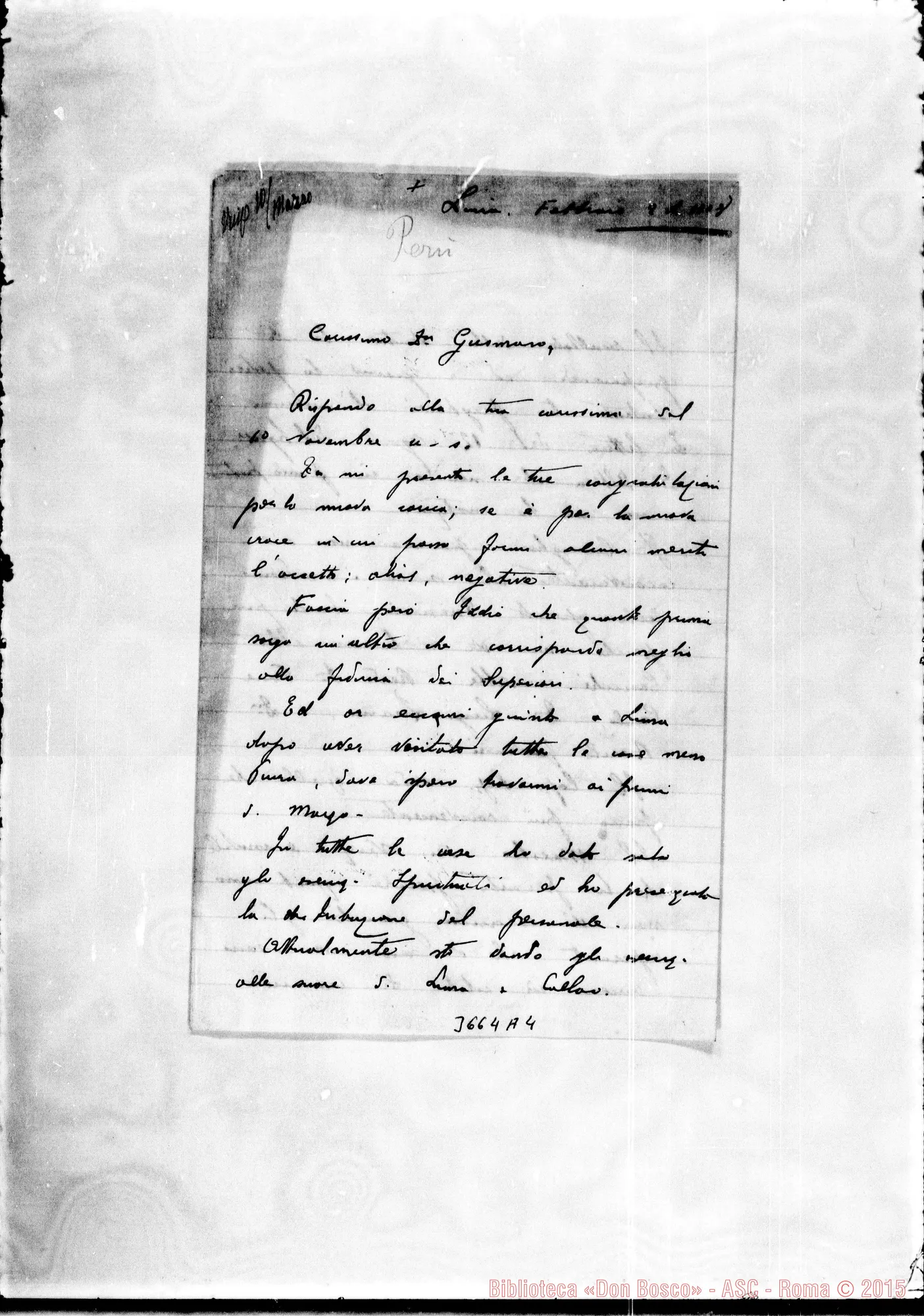 Fotogramma A 4 — Don Reyneri Giuseppe-Don Gusmano. Lima, 3-02-1908