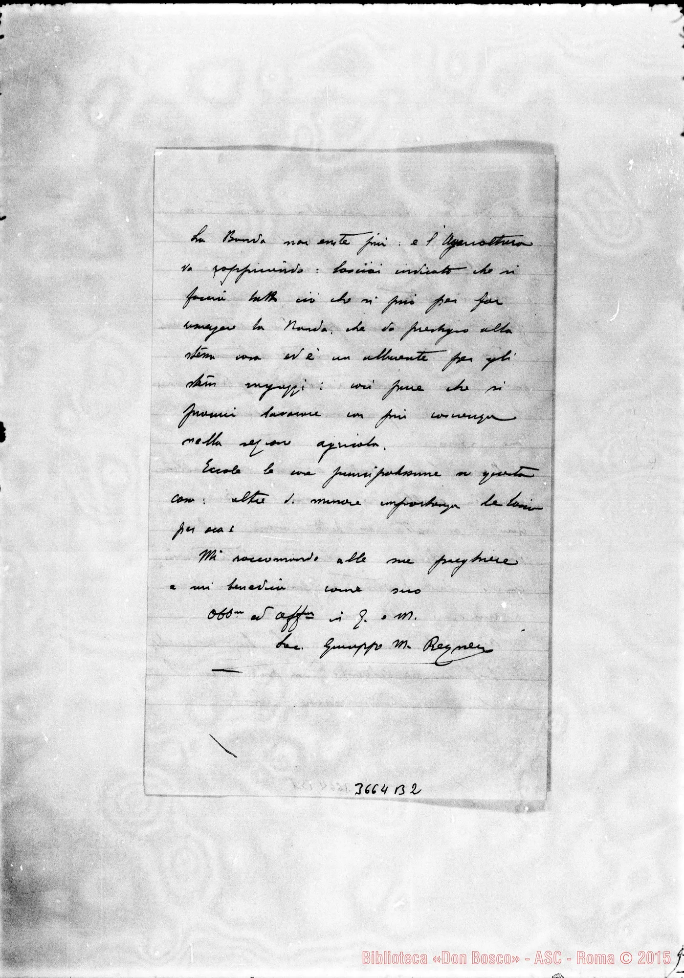 Fotogramma B 2 — Don Reyneri Giuseppe-Amat.mo Padre. Arequipa, 12-07-1908