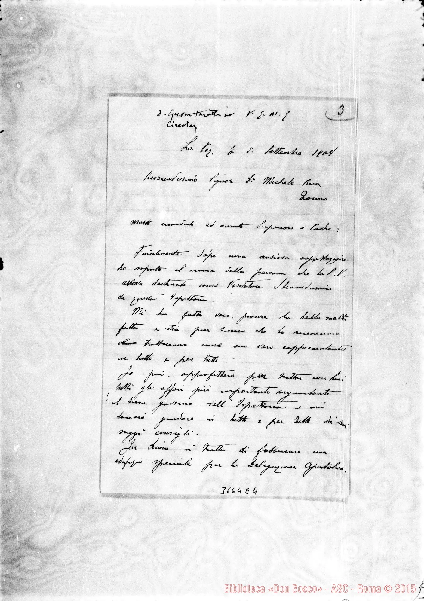Fotogramma E 4 — Don Reyneri Giuseppe-Don Rua. La Paz, 5-09-1908 Autogr. Rua
