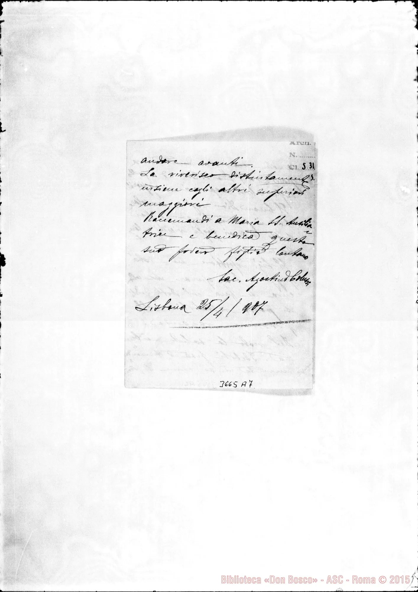 Fotogramma A 7 — Don Colussi Agostino-Don Rua. Lisbona, 25-04-1907