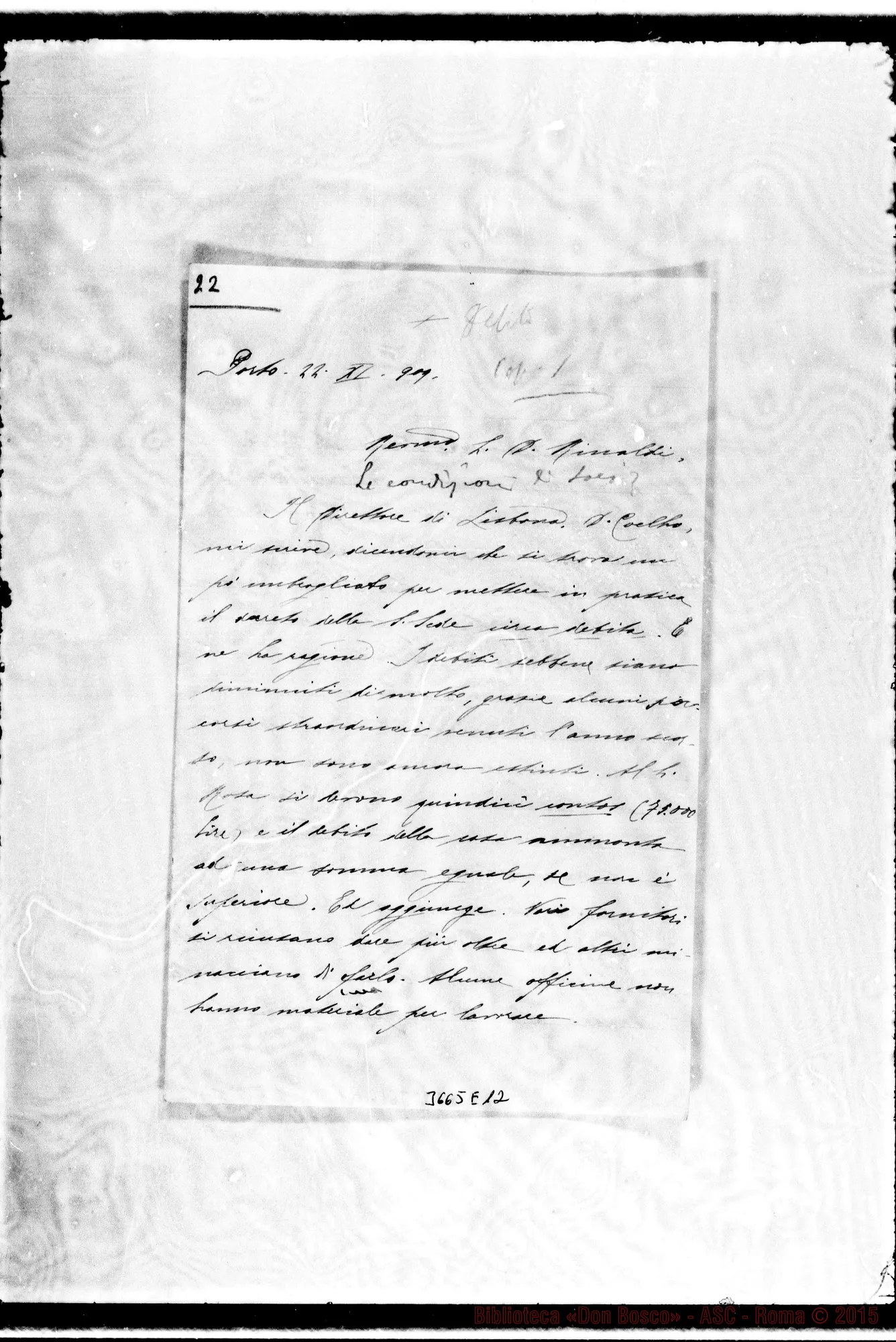 Fotogramma E 12 — Don Sutera-Don Rinaldi. Porto, 22-11-1909