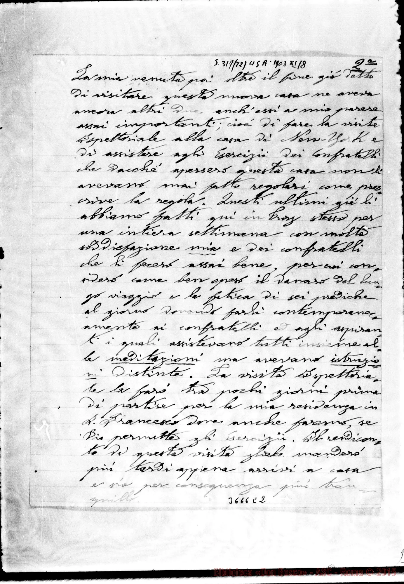 Fotogramma E 2 — Don Borghino-Amat.mo Padre. Troy, 18-11-1903 Autogr. Rua