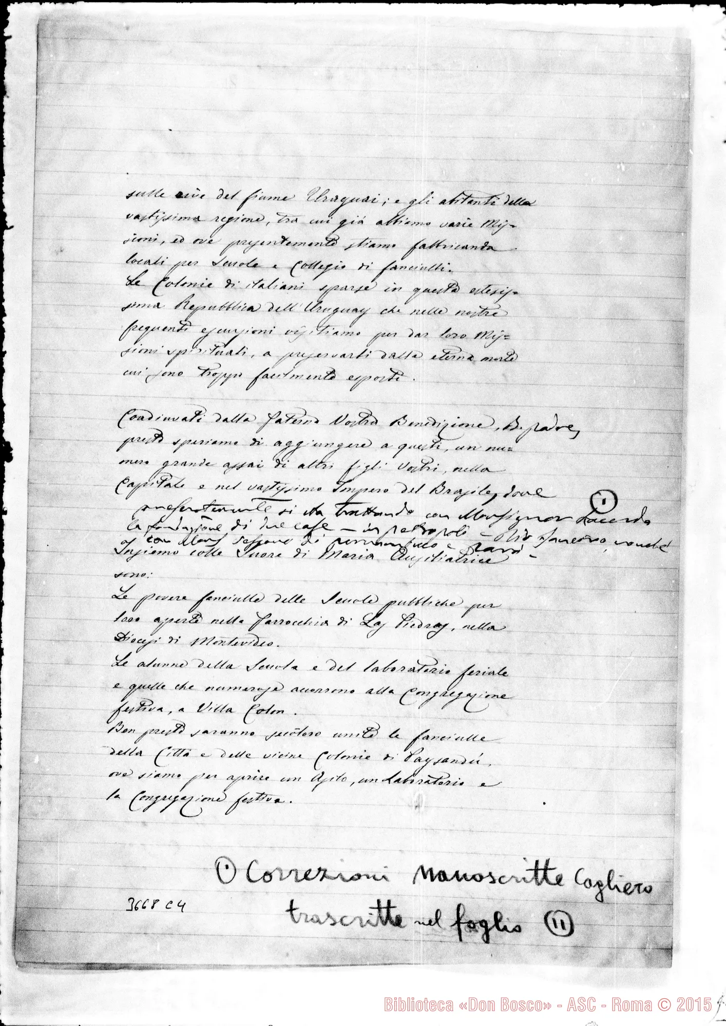 Fotogramma C 4 — Uruguay (Montevideo): Lettera A Beatissimo Padre. Due stesure