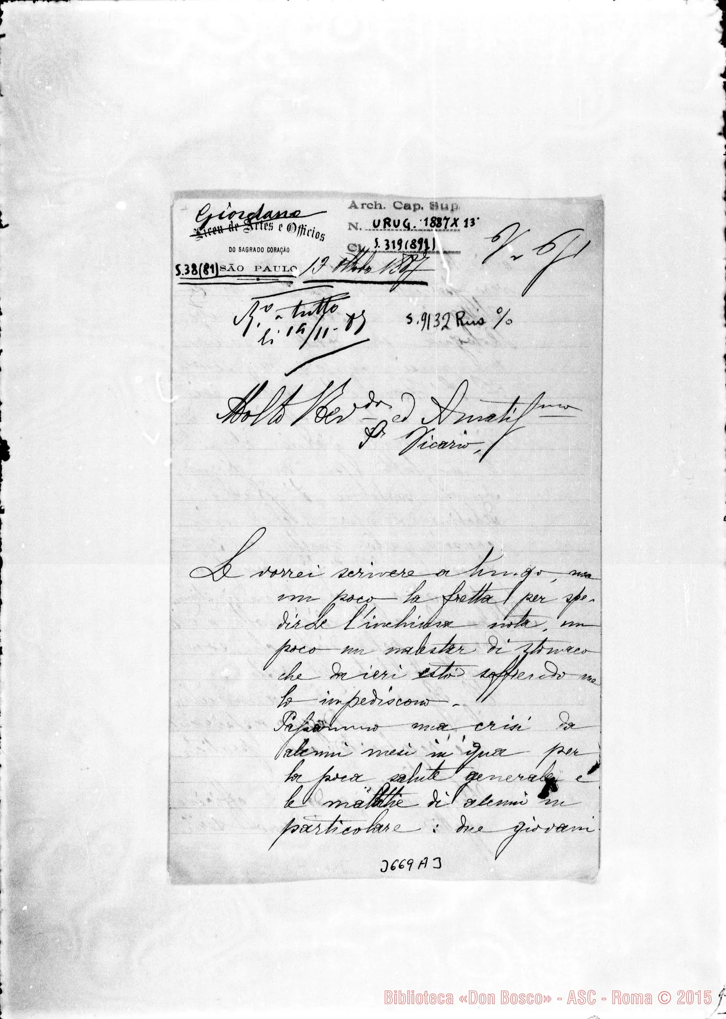 Fotogramma A 3 — Don Giordano Lorenzo-Don Rua. Sao Paulo, 13-10-1887