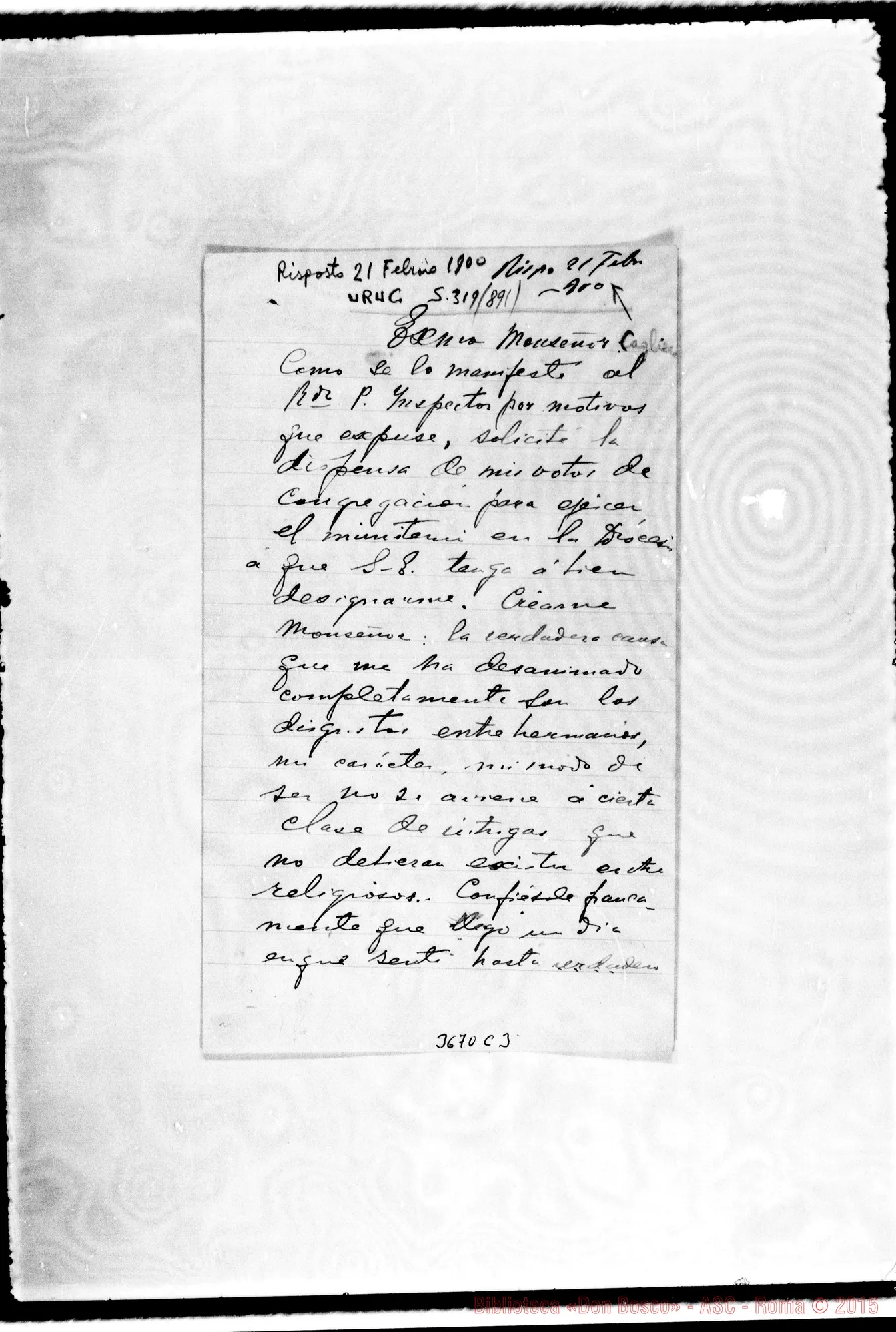 Fotogramma C 3 — G. Solessi-Mons. Cagliero. Montevideo, febbr. 1900