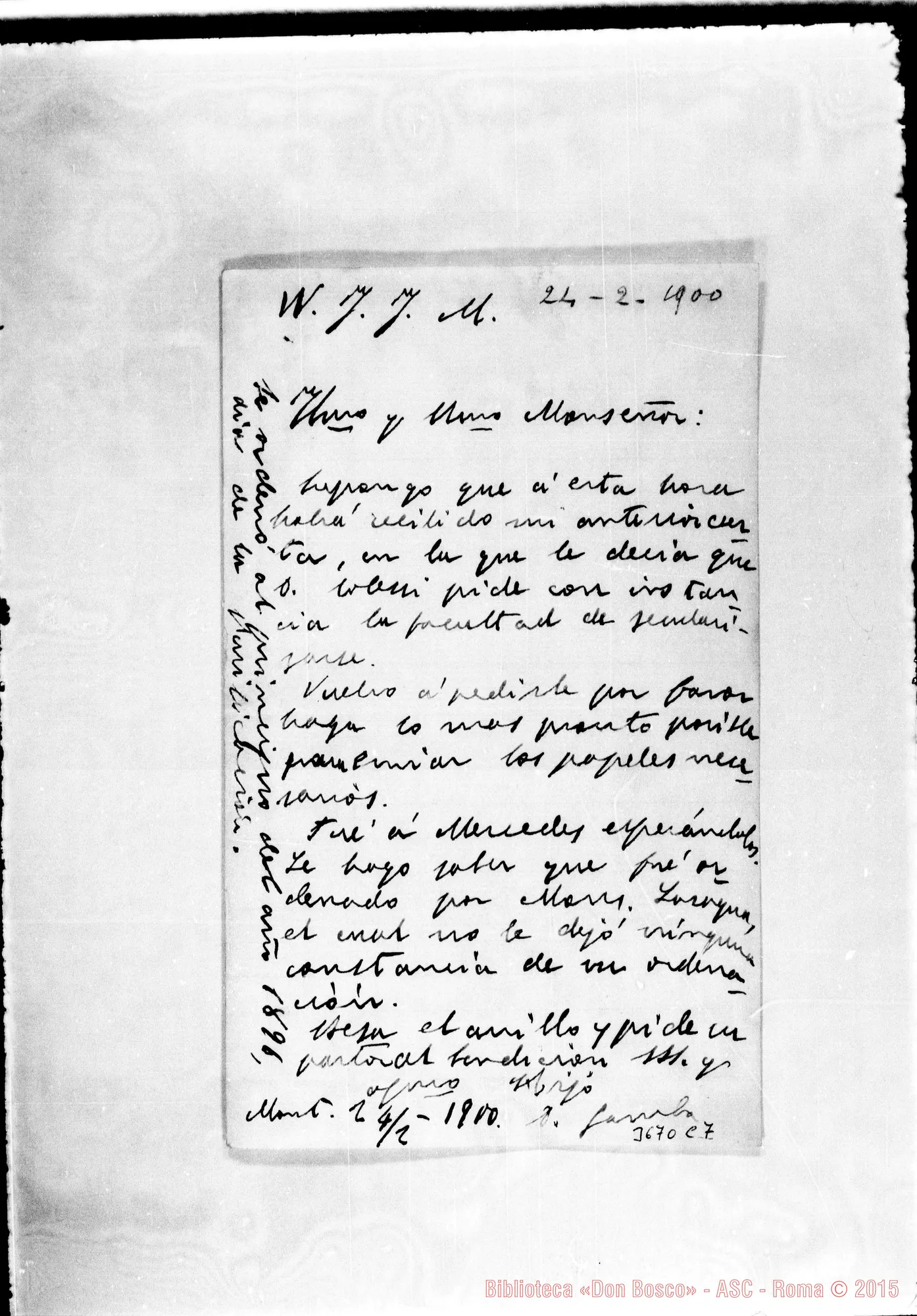 Fotogramma C 7 — Don Gamba-Monsignore. Montevideo, 24-02-1900