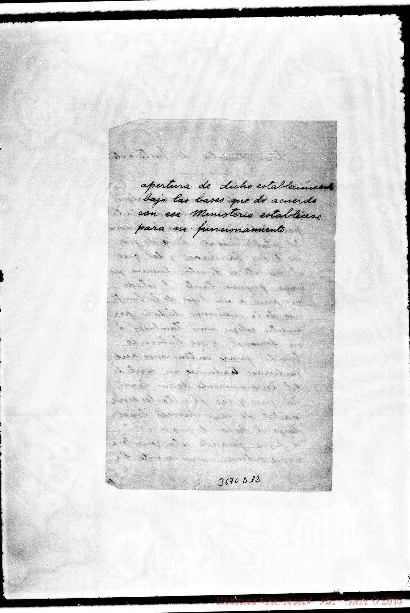 Fotogramma D 12 — Minuta di lettera al Ministro di Giustizia