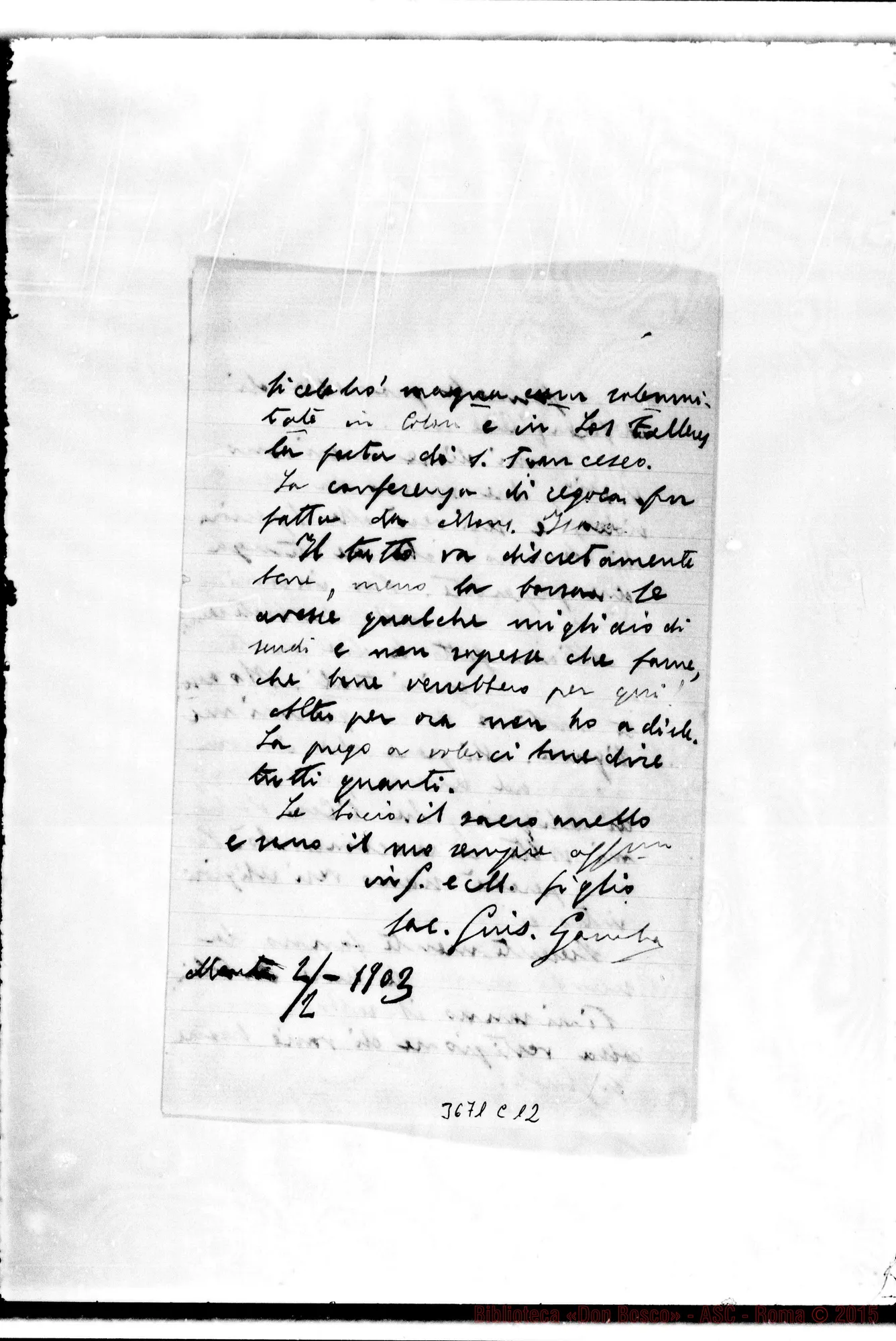 Fotogramma C 12 — Don Gamba-Monsignore. Montevideo, 2-02-1903