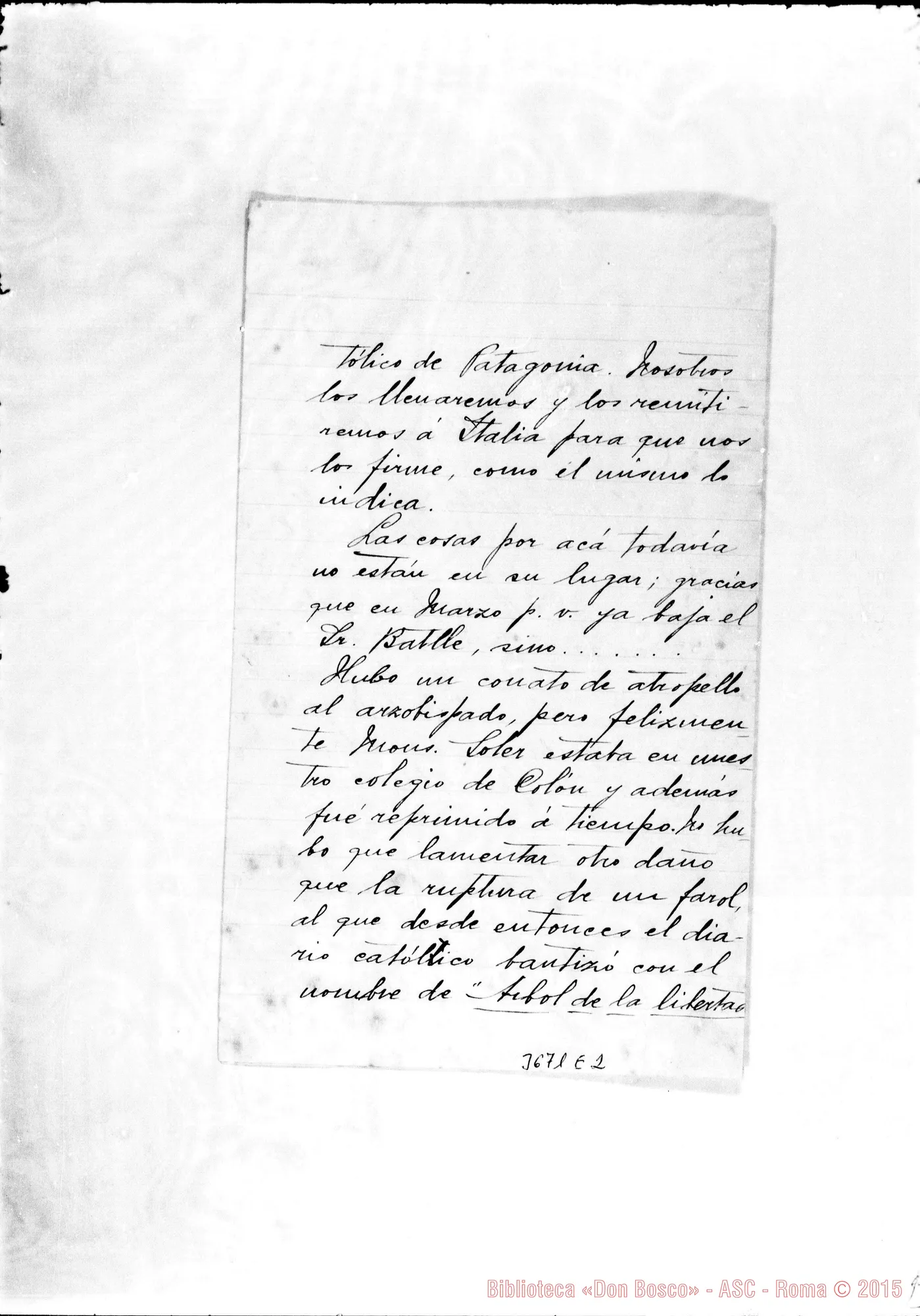 Fotogramma E 2 — Don Harispuru Bernardino-Amat.mo Padre. Senza data