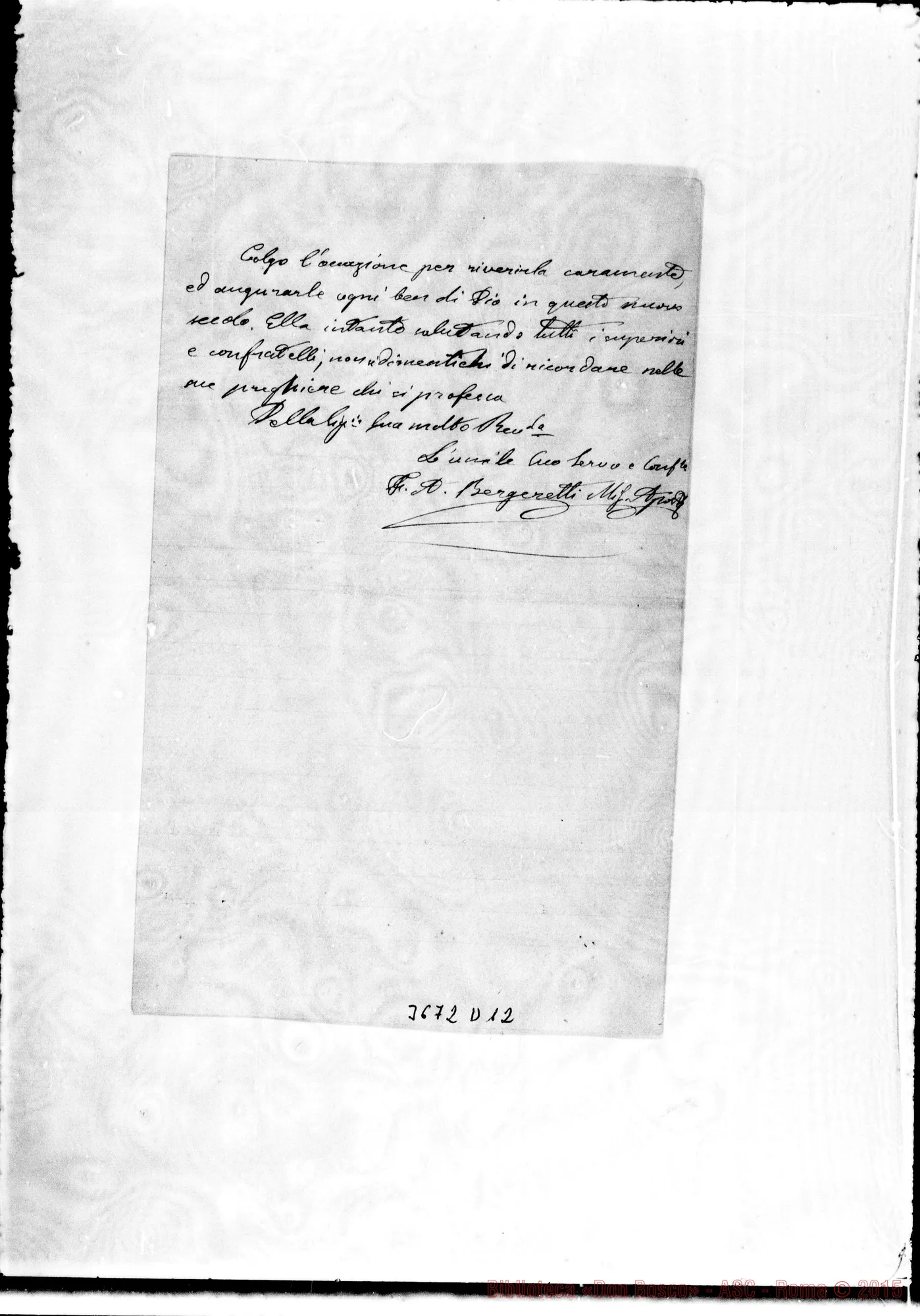 Fotogramma D 12 — Don Bergeretti-Rev.do Padre. Valencia, 29-01-1901