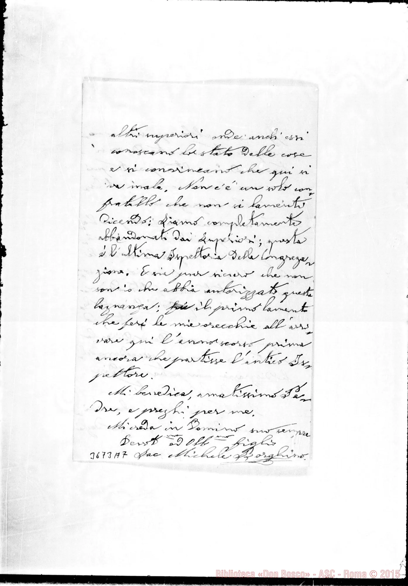 Fotogramma A 7 — Don Michele Borghino-Rev.mo Padre. Caracas, 17-12-1909
