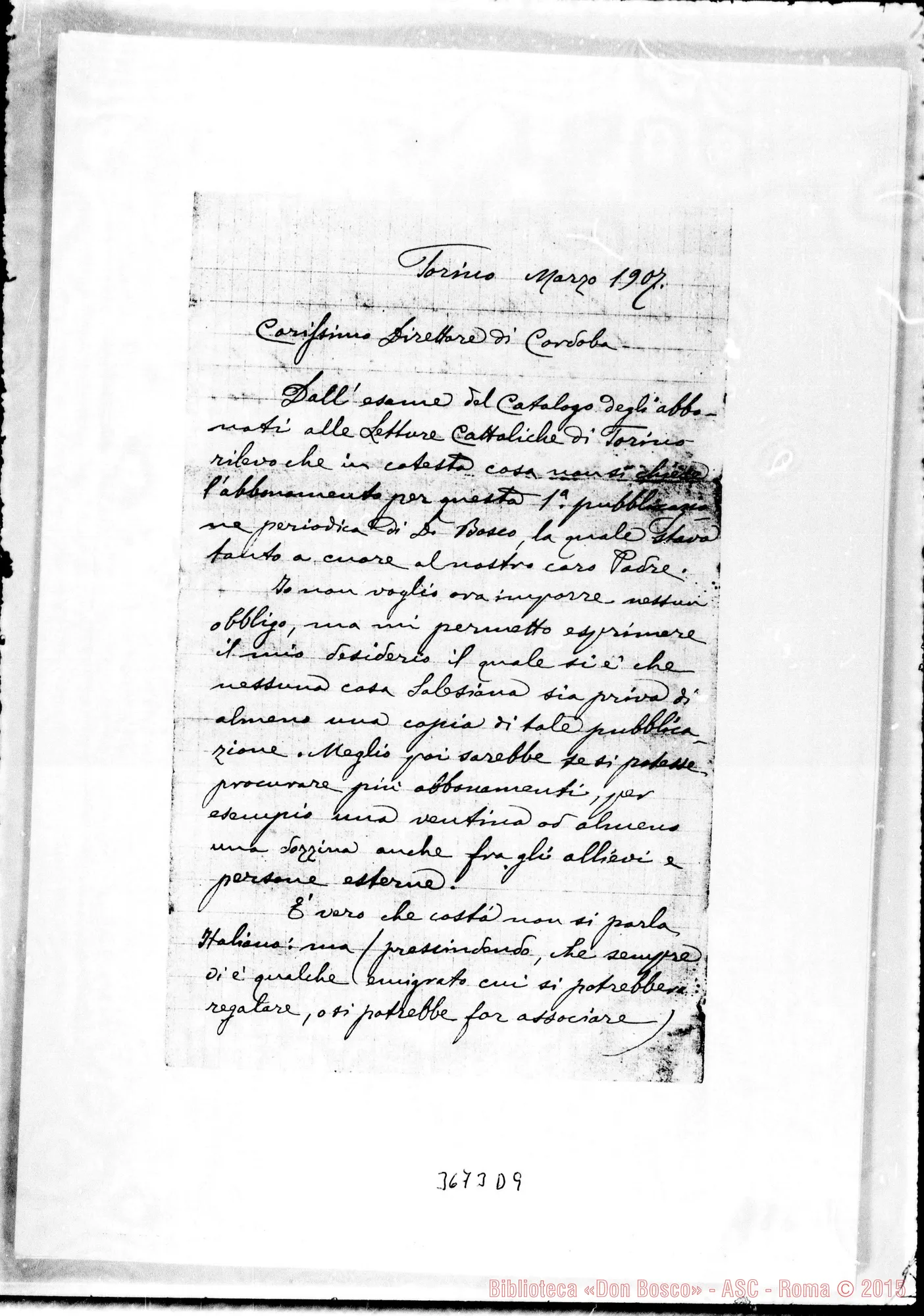 Fotogramma D 9 — Don Rua-Don Sebastián Pastor. Torino, marzo 1907. Firma autogr. Rua