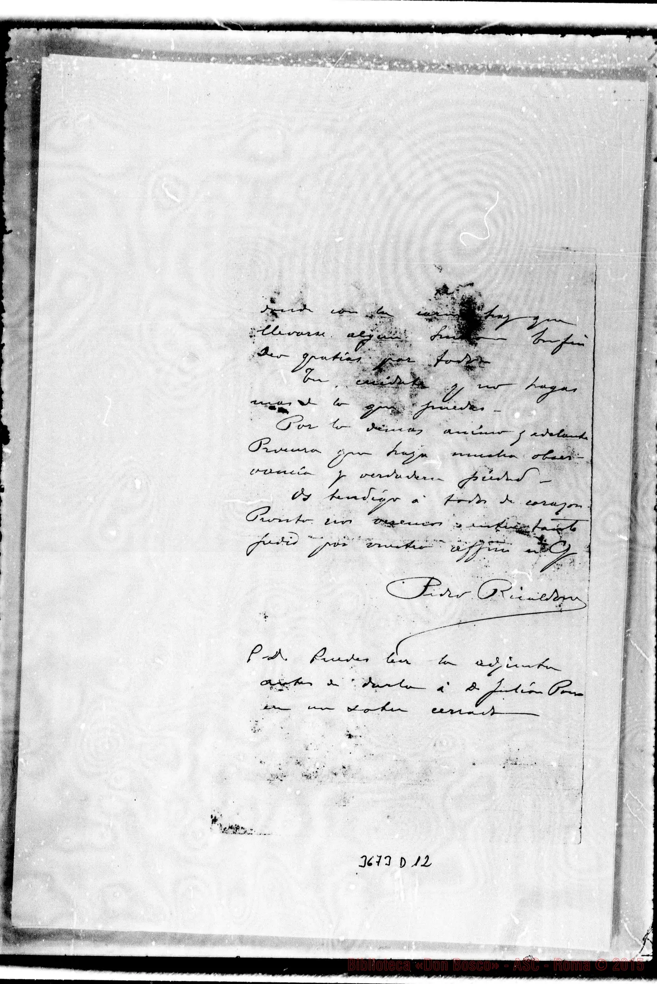 Fotogramma D 12 — Don Ricaldone Pietro-Don Sebastián Pastor. Sarriá, 30-09-1907