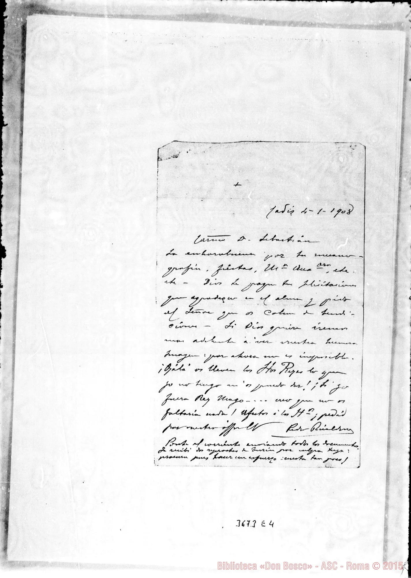 Fotogramma E 4 — Don Ricaldone-Don Sebastián Pastor. Cádiz, 4-01-1908
