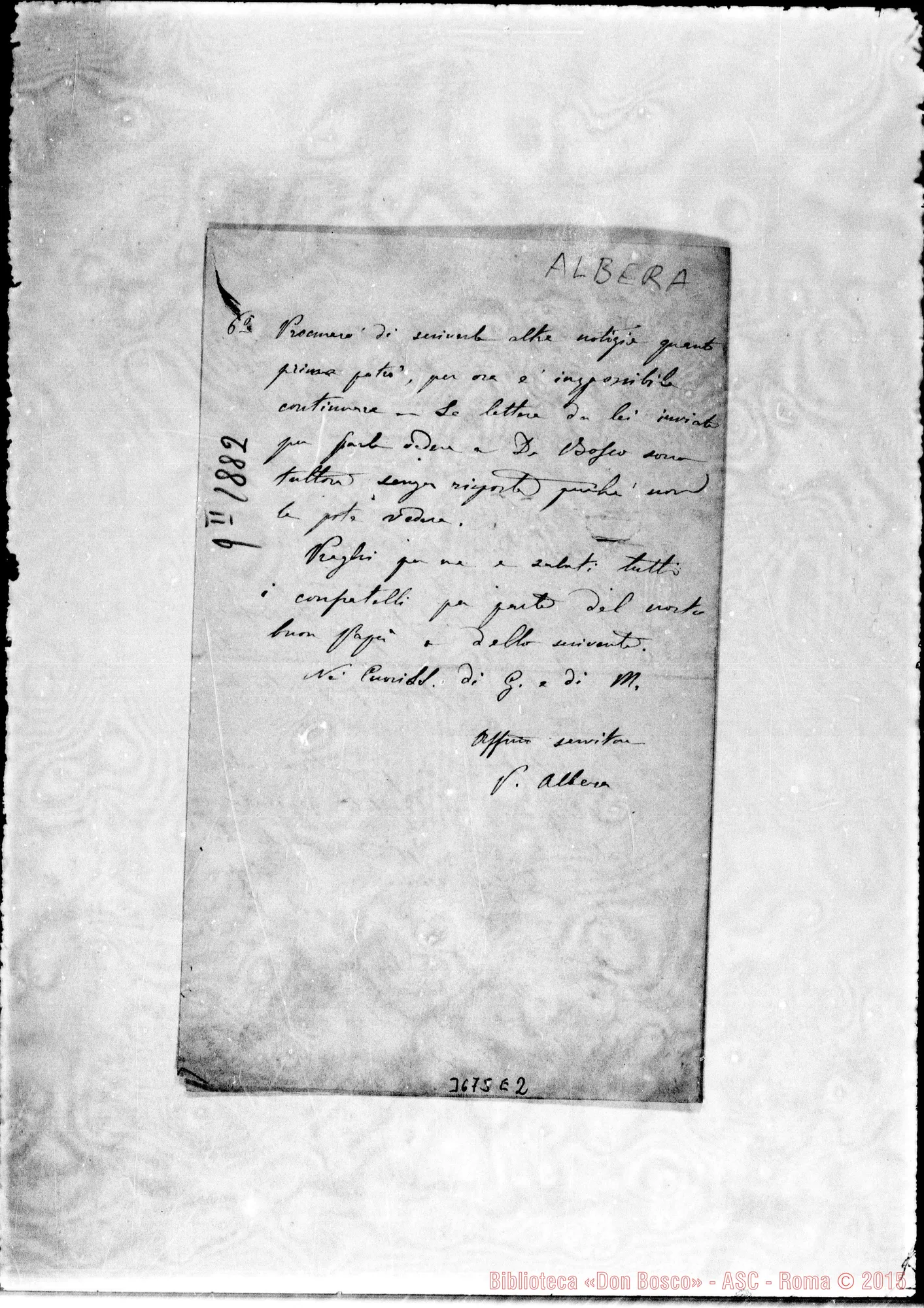 Fotogramma E 2 — « « Marseille, 9-02-1882 Autogr. Rua