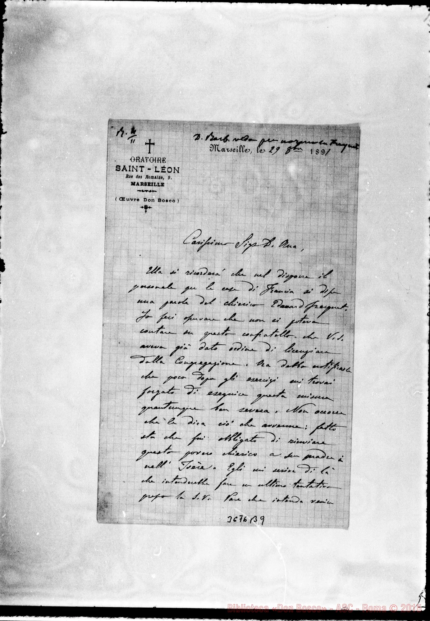 Fotogramma B 9 — « « Marseille, 29-10-1891 Autogr. Rua