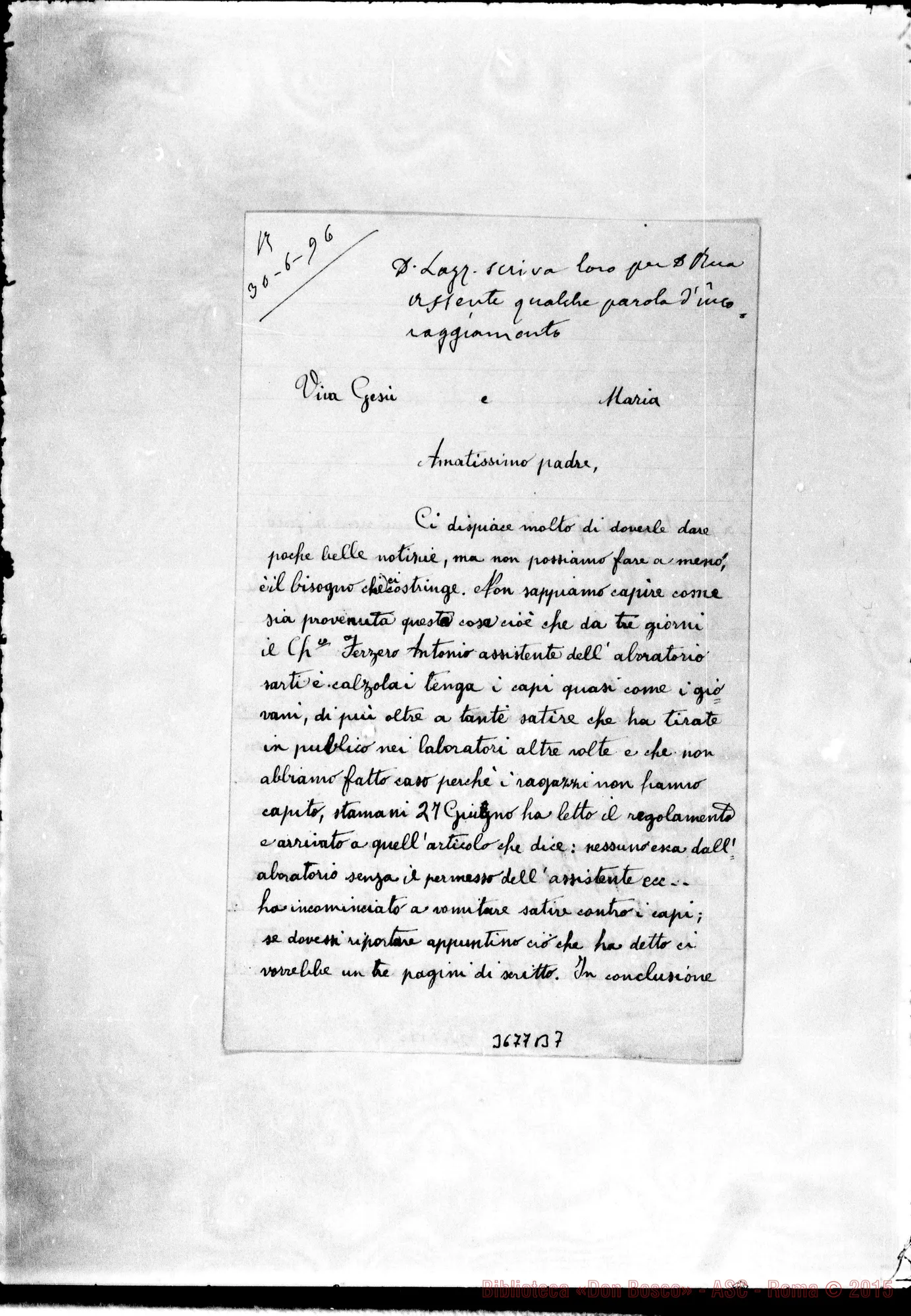Fotogramma B 7 — Allione, Giani, SDB Macerata, 27-06-1896 Autogr. Rua