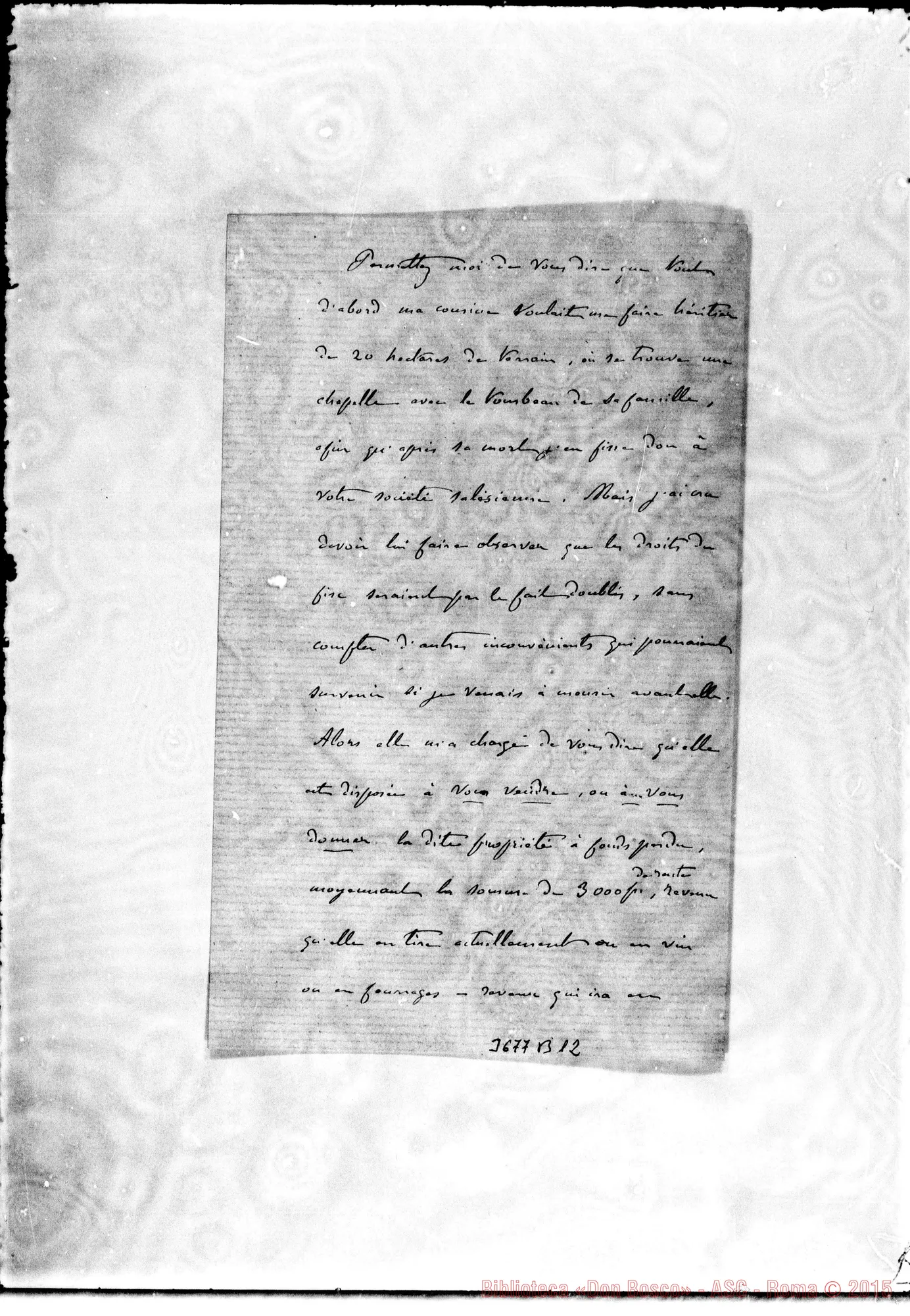 Fotogramma B 12 — Alquier M., sac. Servian, 12-06-1888 Autogr. Rua