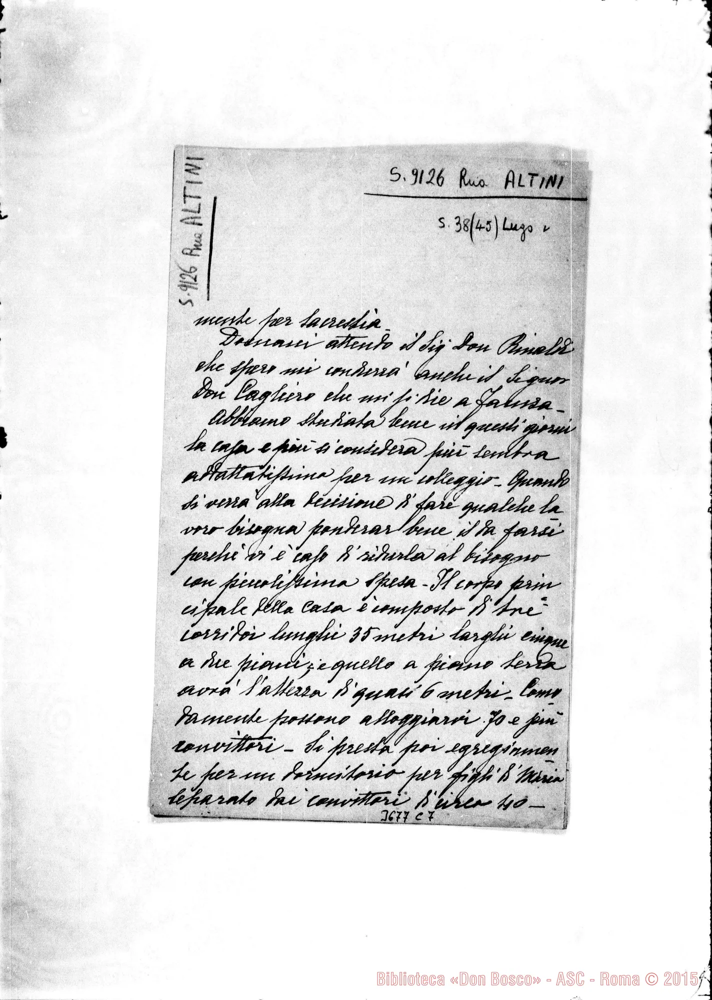 Fotogramma C 7 — Altini Gustavo s.l. s.d. Autogr. Rua