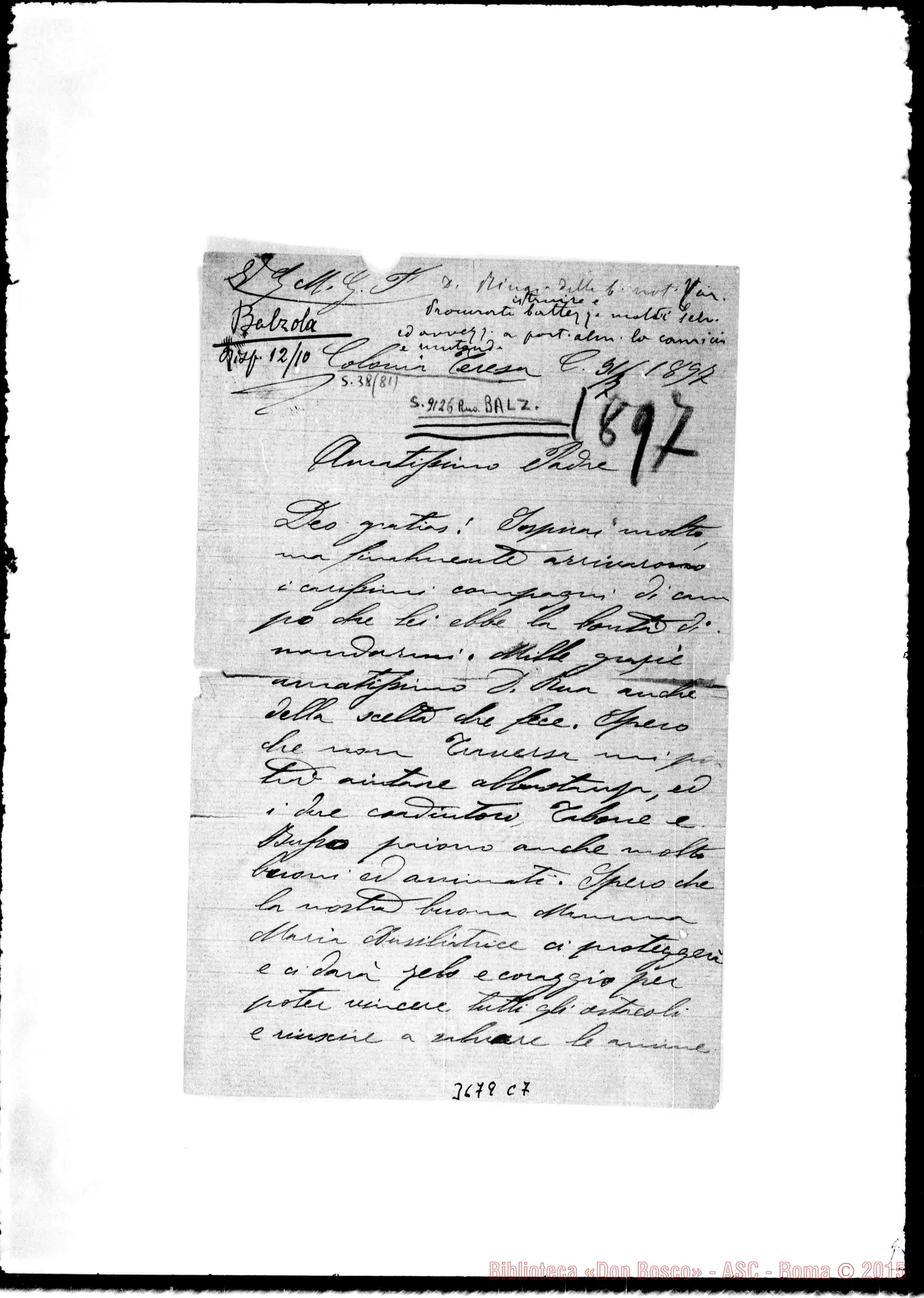 Fotogramma C 7 — « « Col. Teresa, 31-07-1897 Autogr. Rua