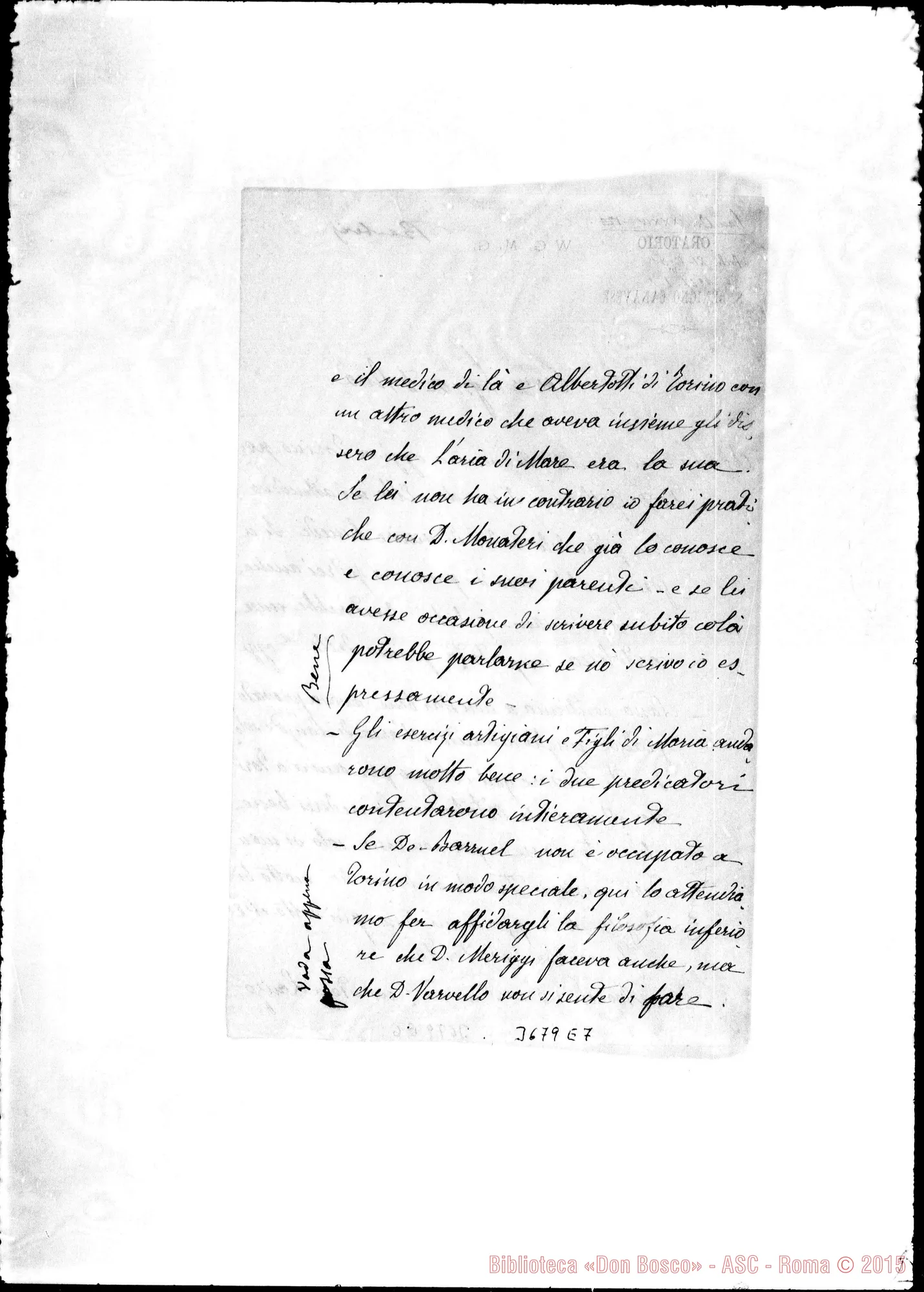Fotogramma E 7 — « « S. Benigno C. s.d. Autogr. Rua