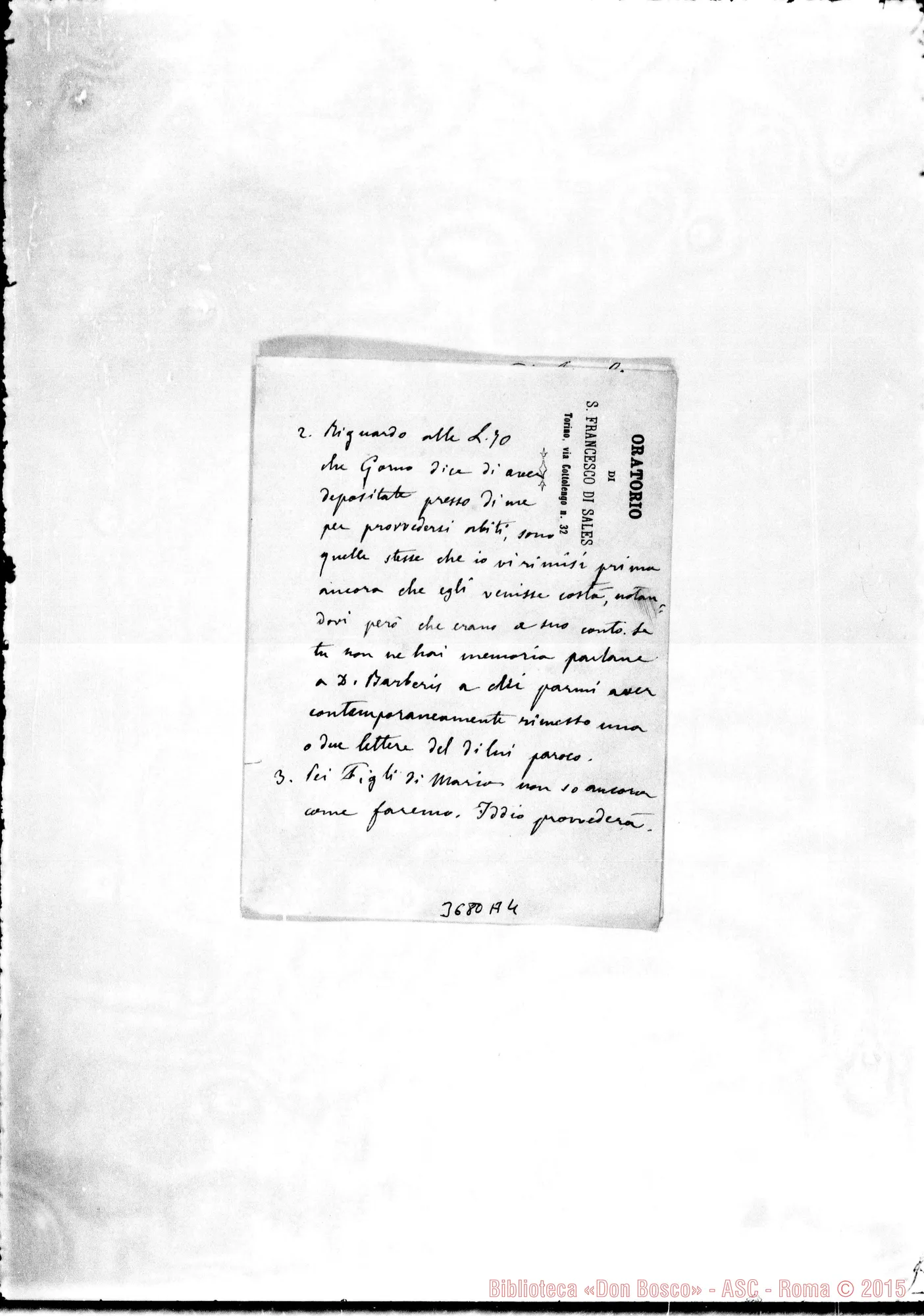 Fotogramma A 4 — « « s.l. s.d. Autogr. Rua