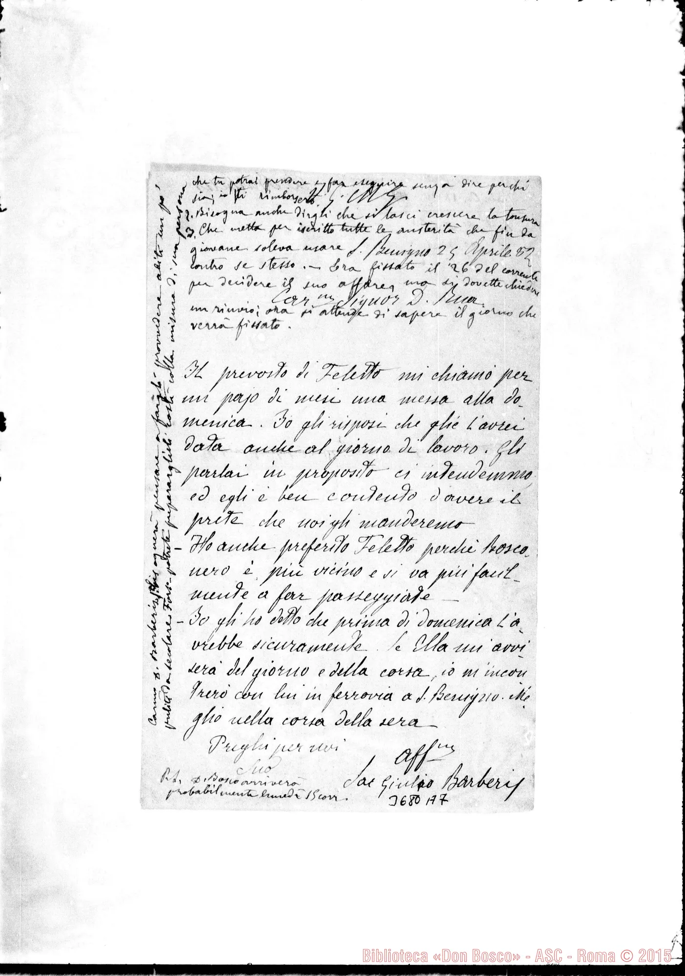 Fotogramma A 7 — « « S. Benigno C., 25-04-1882 Autogr. Rua