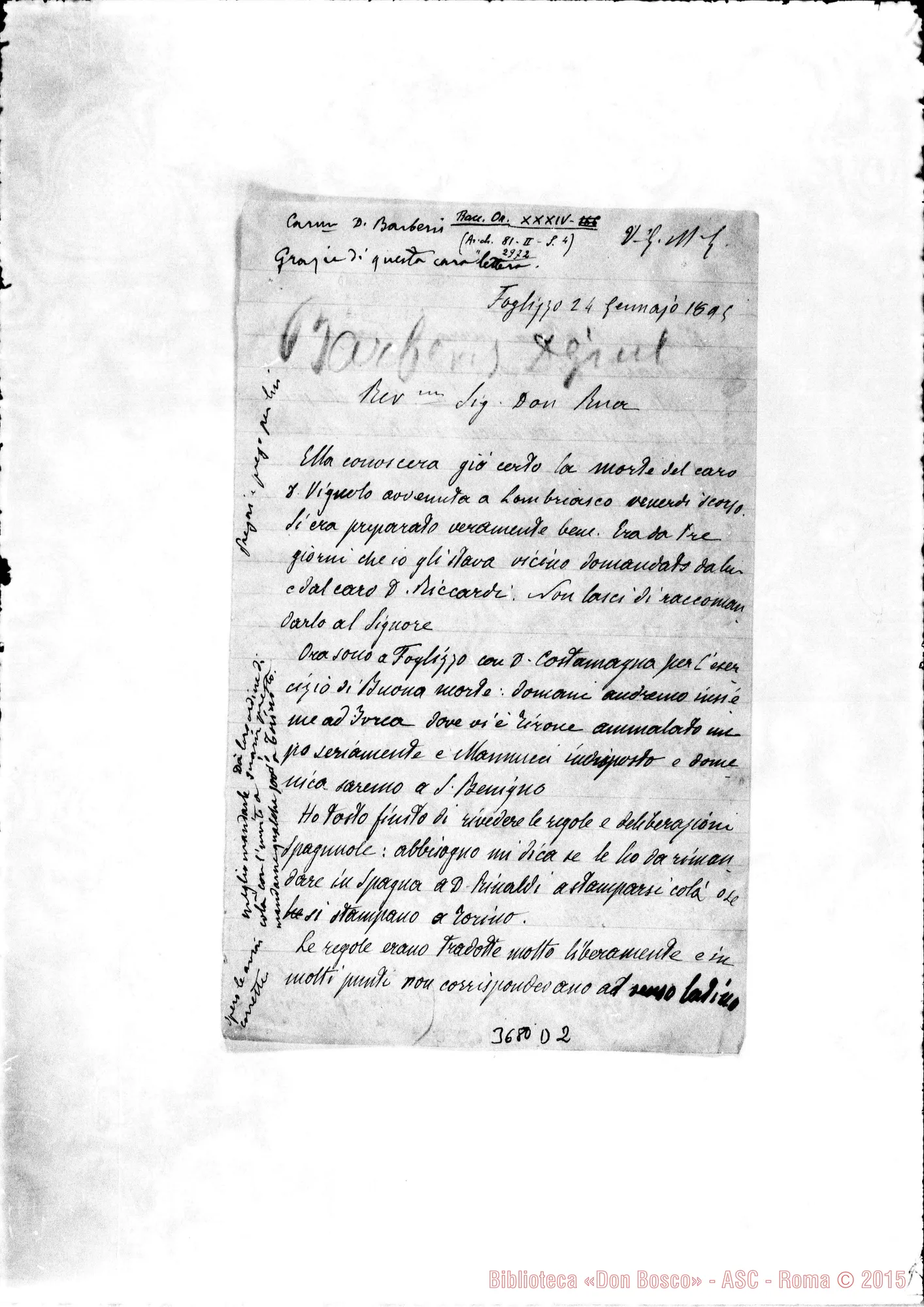Fotogramma D 2 — - « Foglizzo, 24-01-1895 Autogr. Rua