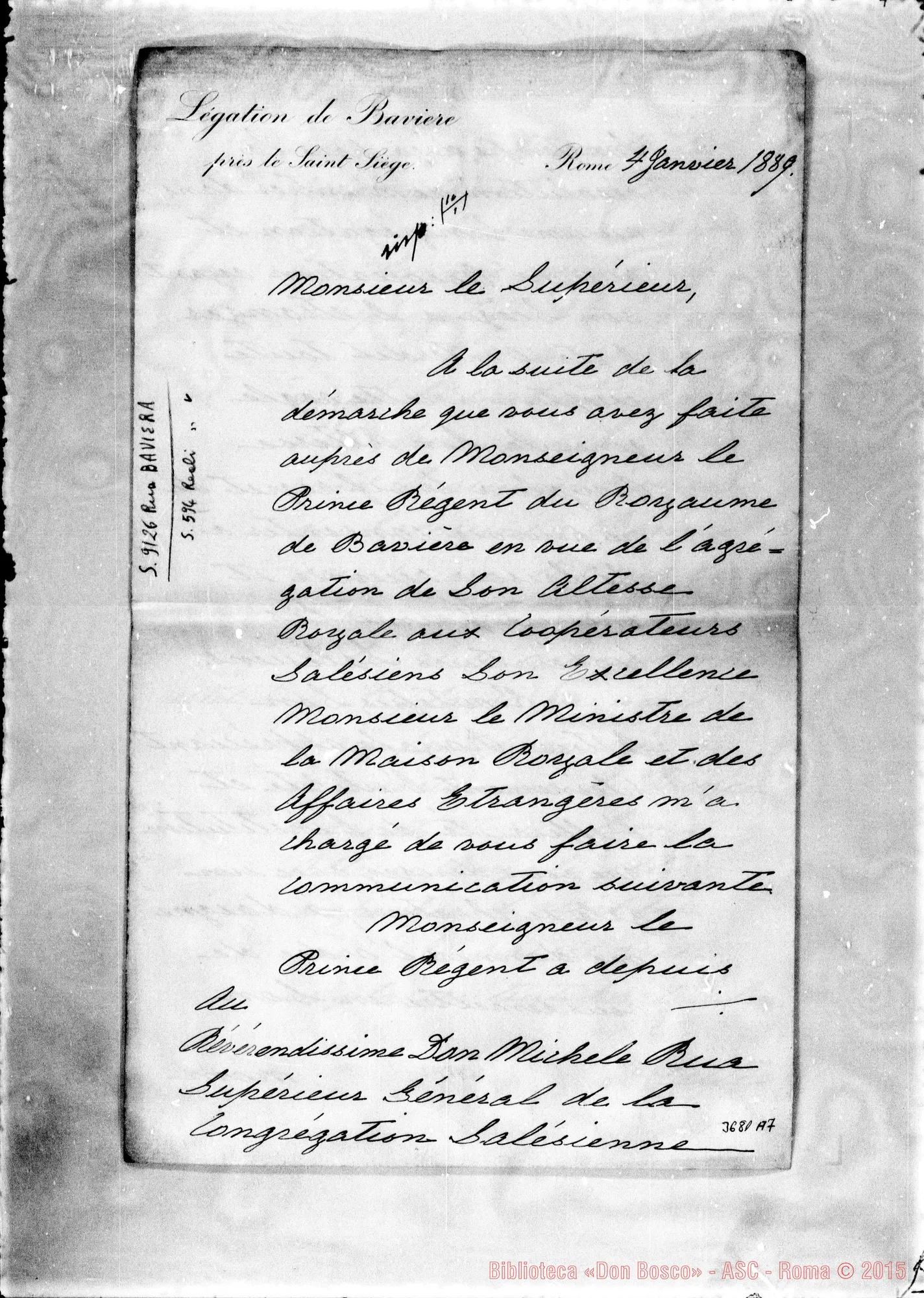 Fotogramma A 7 — BAVIERE, Legatione presso la S.S., 4-01-1889