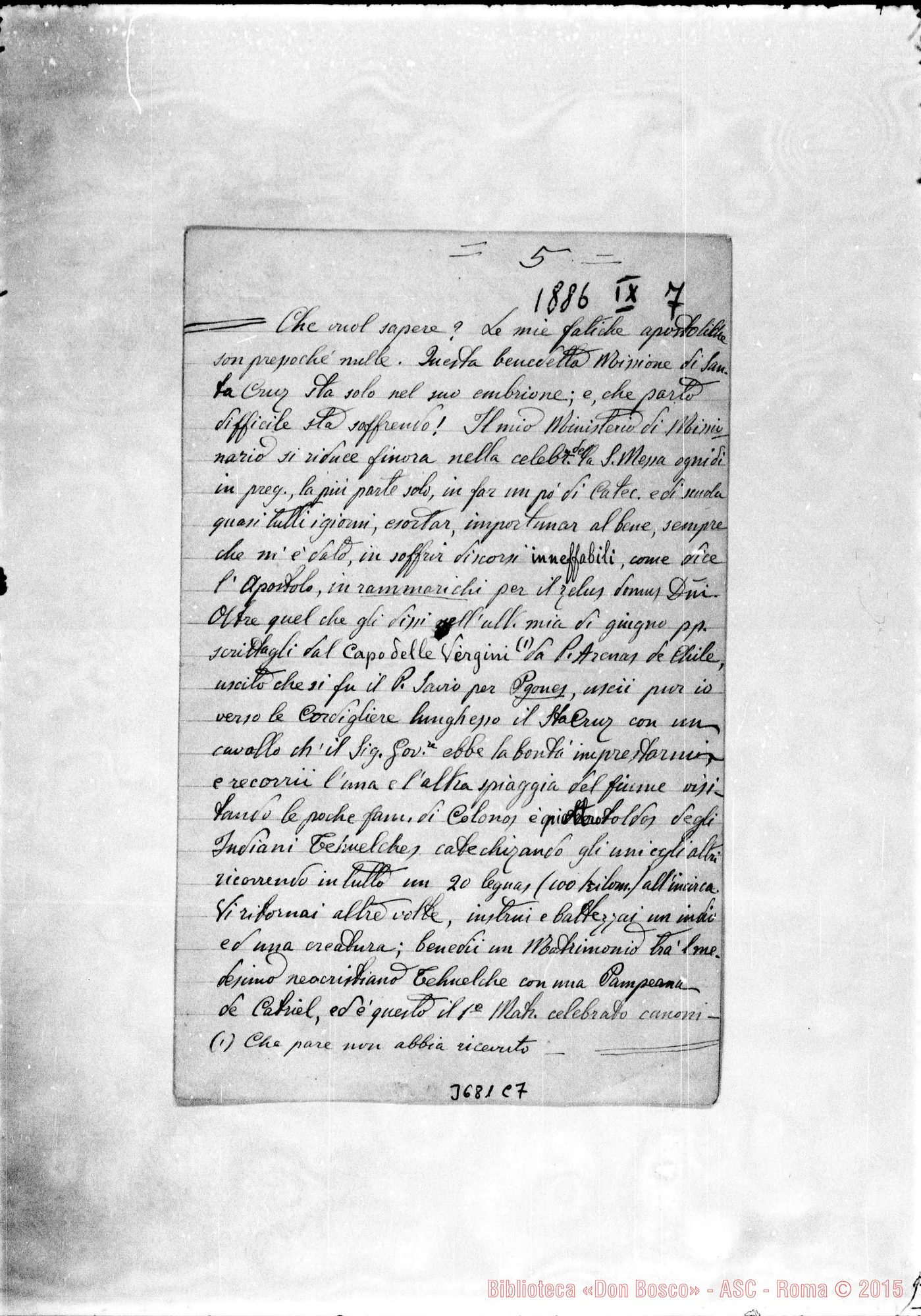 Fotogramma C 7 — « « S. Cruz, 7-09-1886 Segue altra di Costamagna