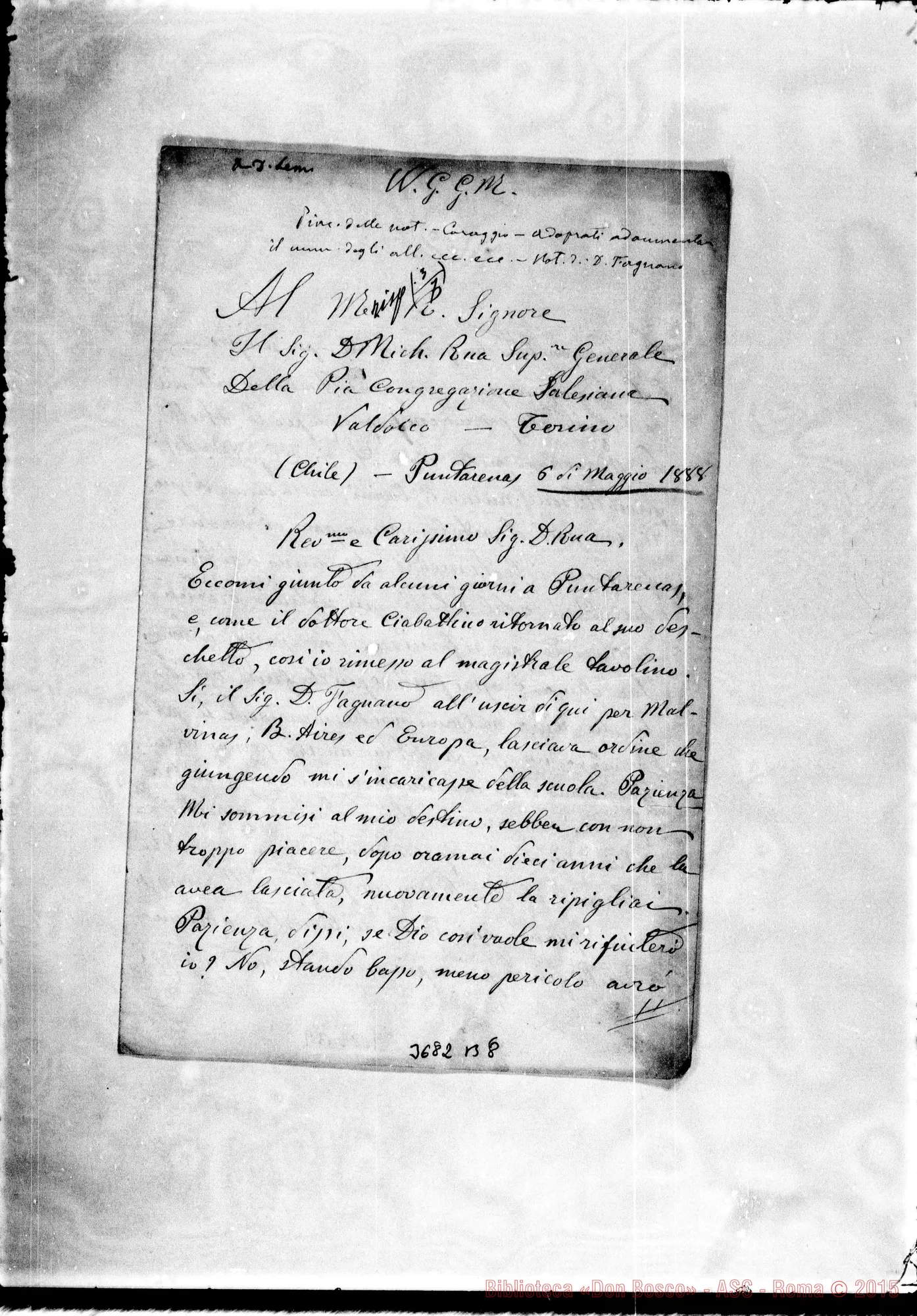 Fotogramma B 8 — « « Puntarenas, 6-05-1888 Autogr. Rua