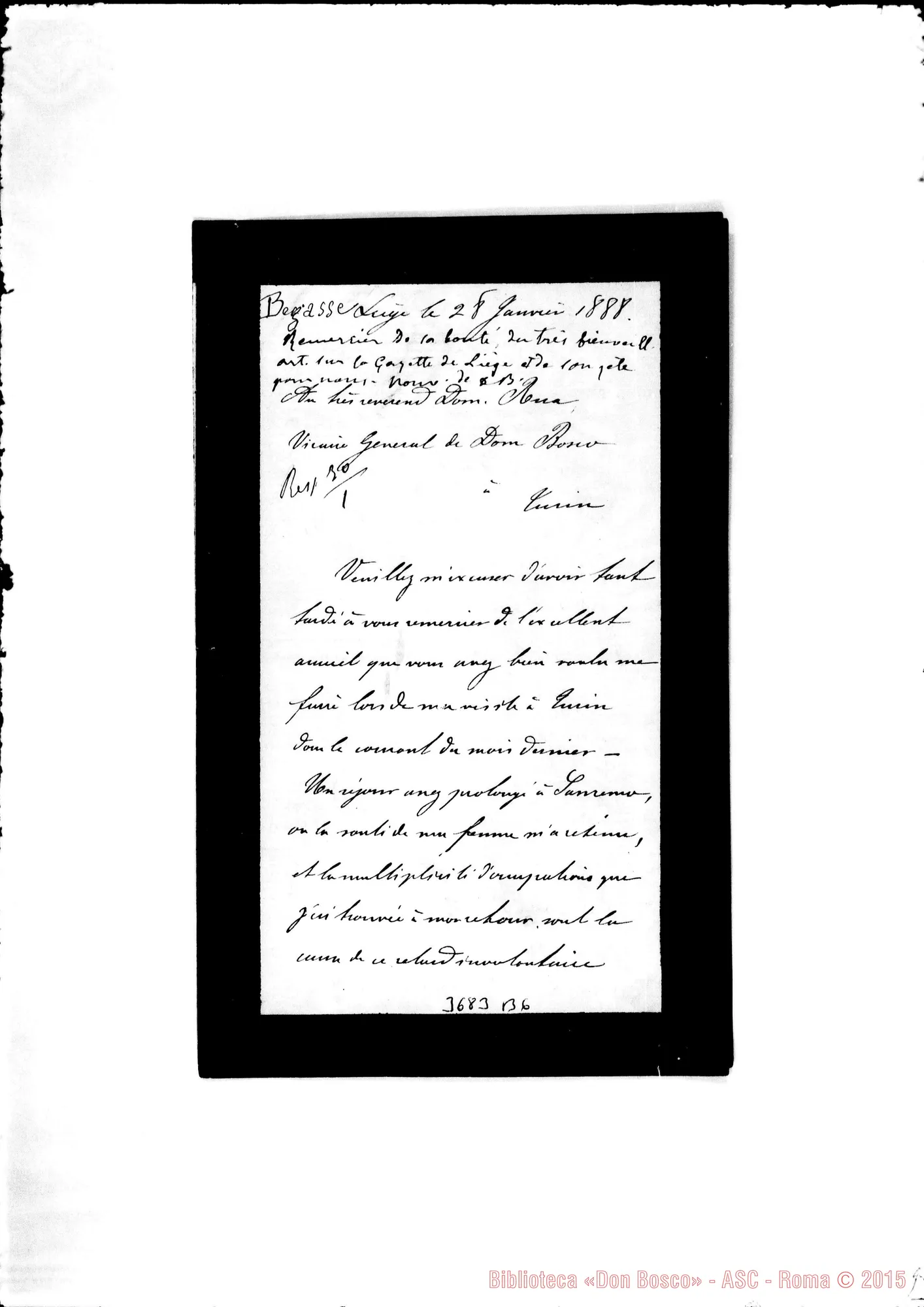 Fotogramma B 6 — Begasse Liegi, 28-01-1888 Autogr. Rua