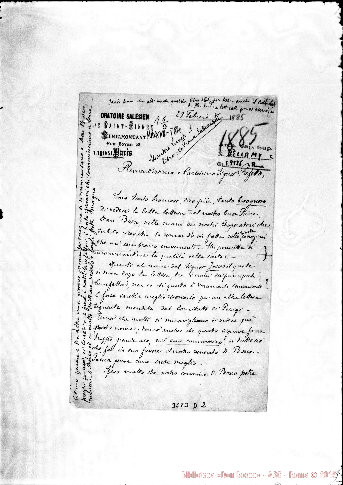 Fotogramma D 2 — « « Paris, 28-02-1885 Autogr. Rua