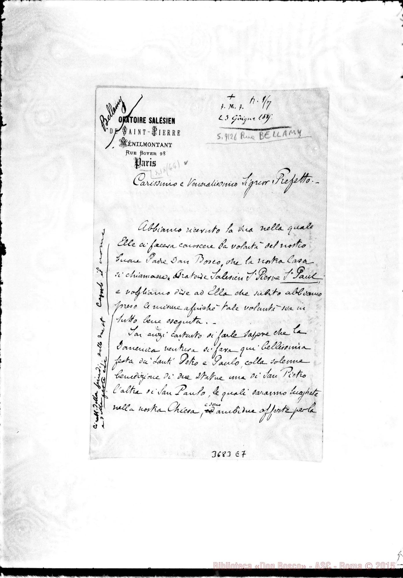 Fotogramma E 7 — - « Paris, 23-06-1885 Autogr. Rua