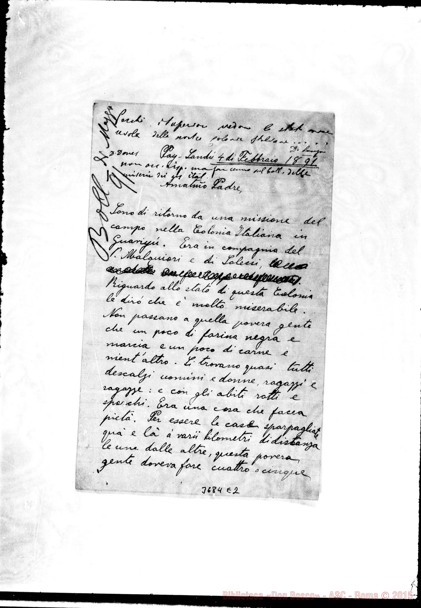 Fotogramma E 2 — « « Paysandù, 4-02-1891 Autogr. Rua