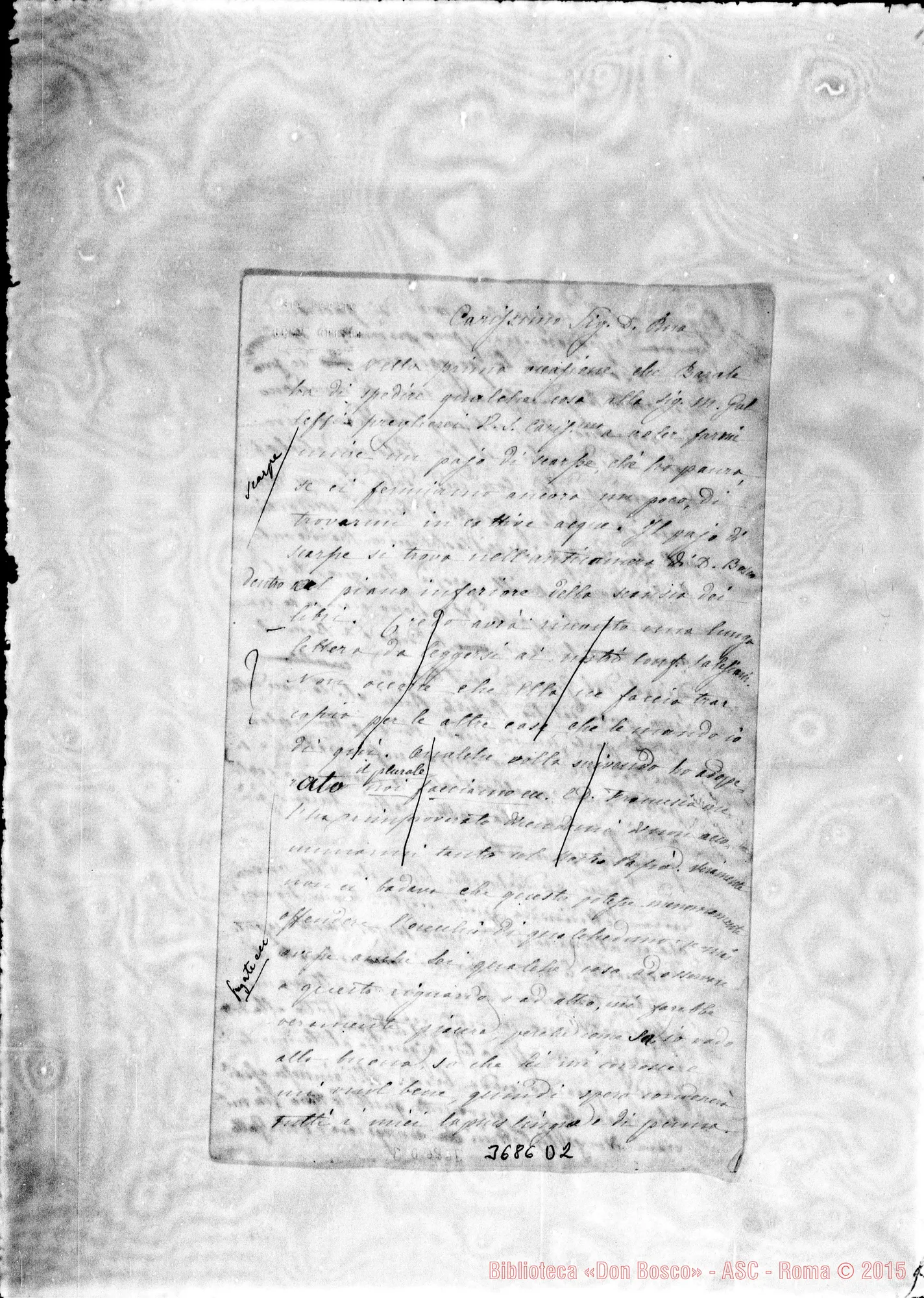 Fotogramma D 2 — ” « Roma, 8-02-1874 Autogr. Rua