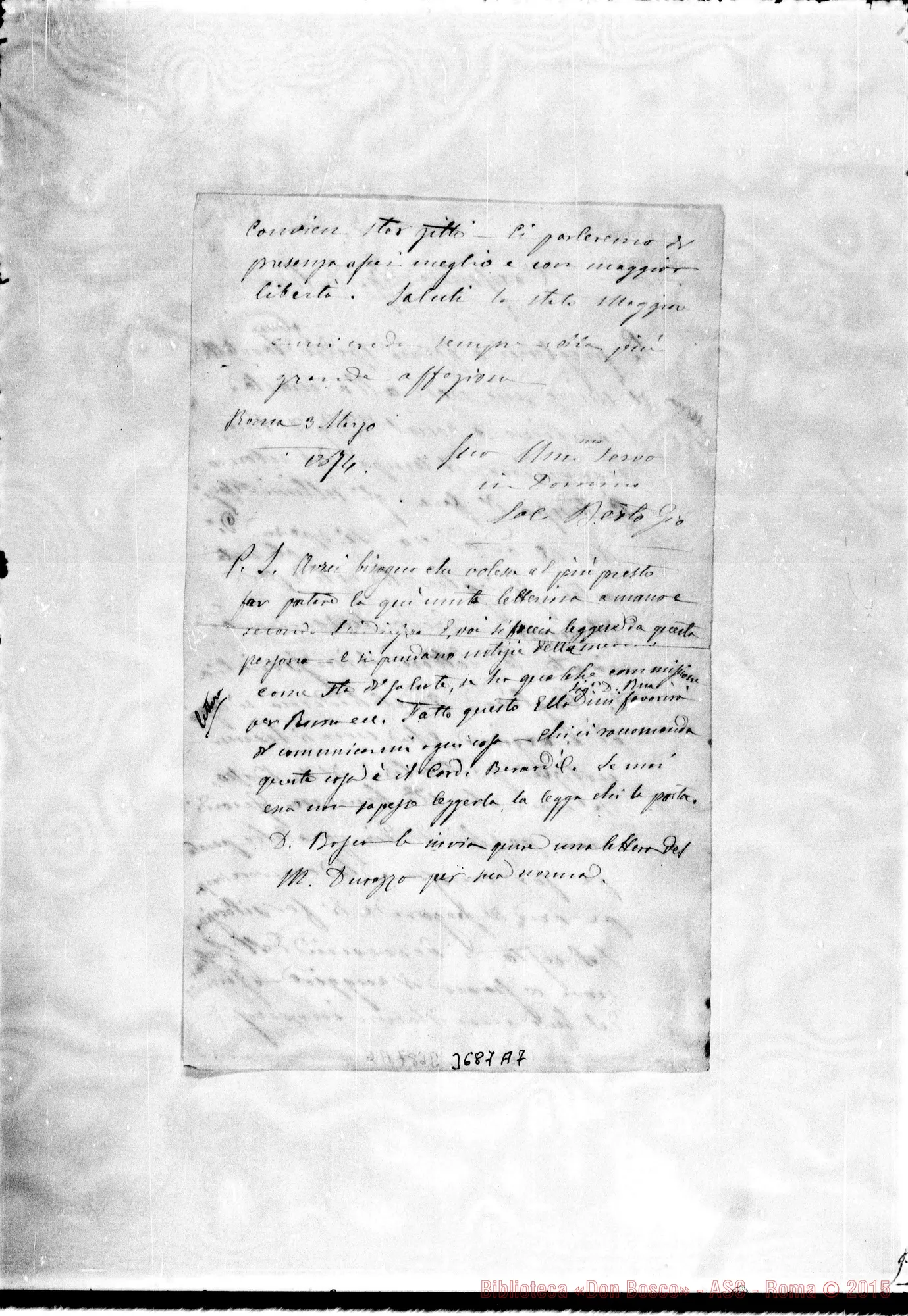 Fotogramma A 7 — « « Roma, 3-03-1874 Autogr. Rua