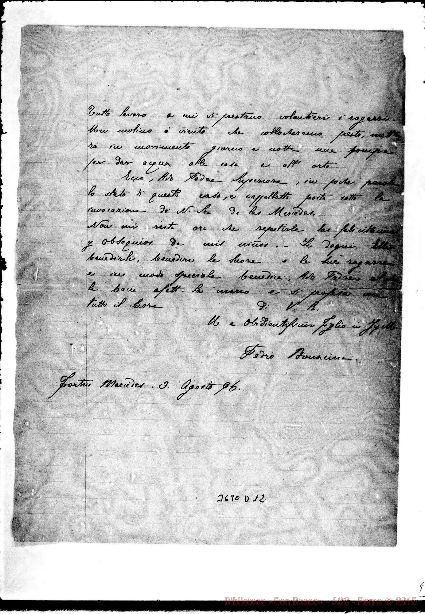 Fotogramma D 12 — « « Fortín Mere., 3-08-1896 Autogr. Rua