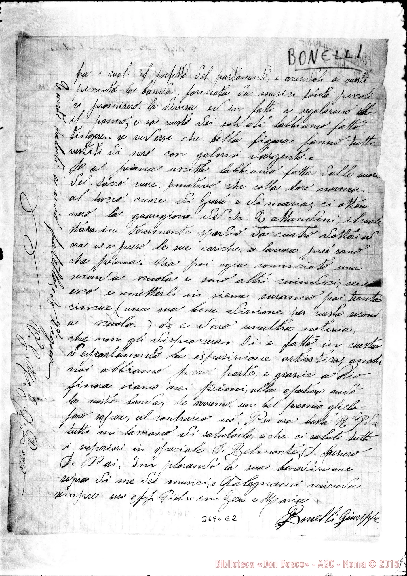Fotogramma E 2 — Bonelli Giuseppe, SDB La Paz, 11-09-1891 Autogr. Rua
