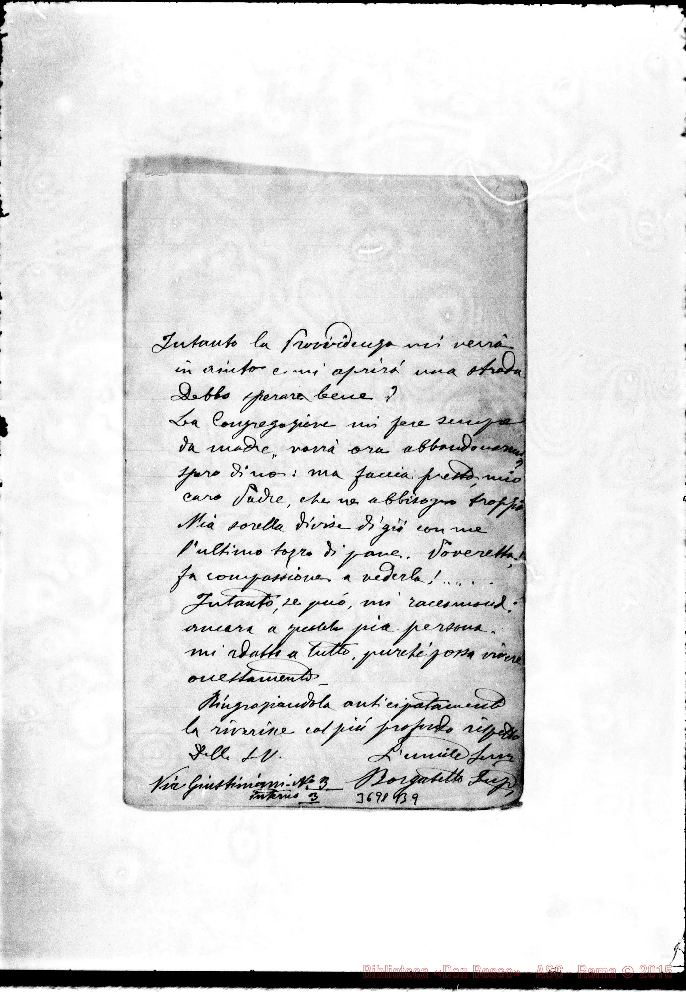 Fotogramma B 9 — Borgatello Maggiorino, SDB Genova, 9-12-1887 Autogr. Rua