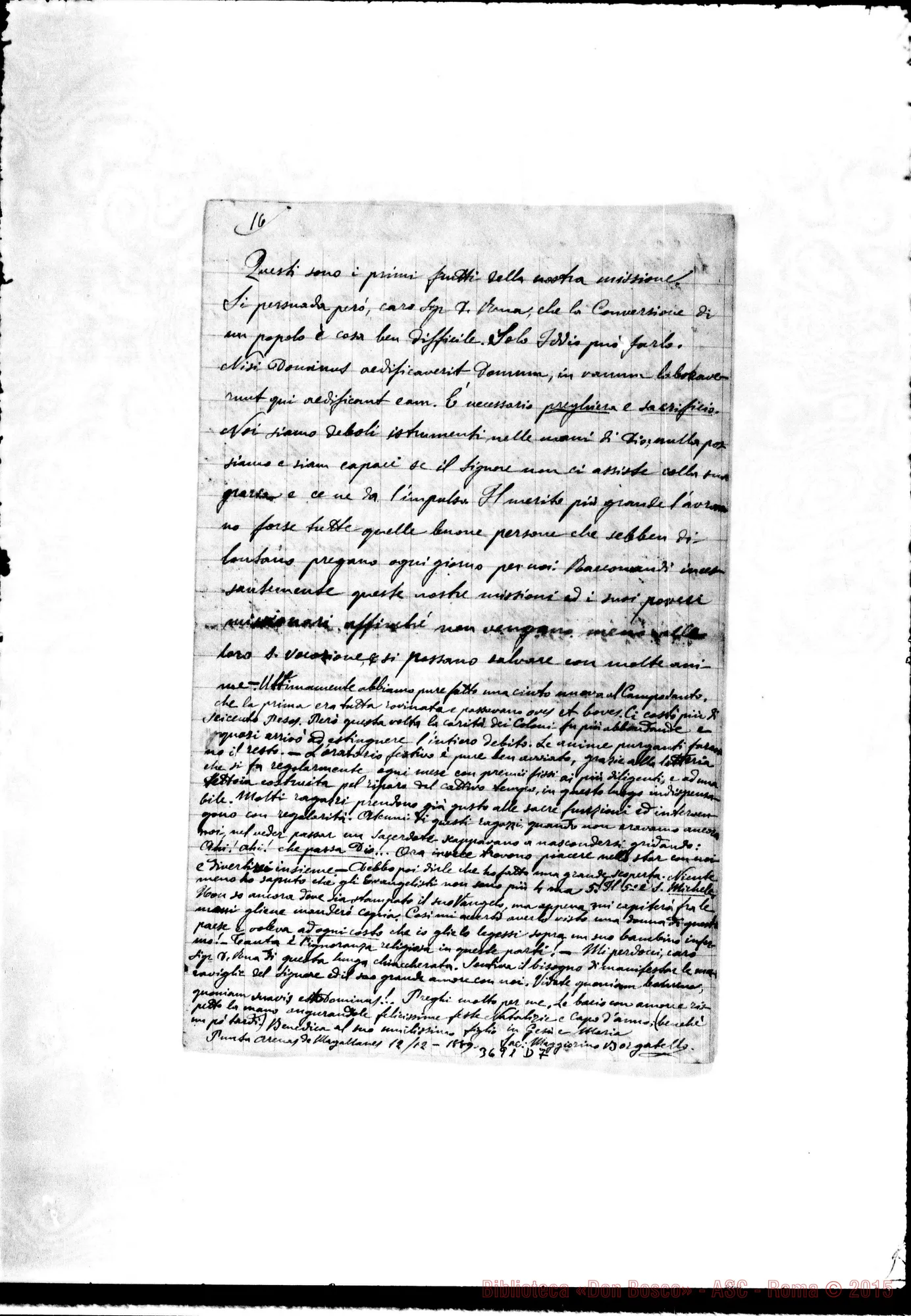 Fotogramma D 7 — « « Puntarenas, 12-12-1889 Autogr. Rua