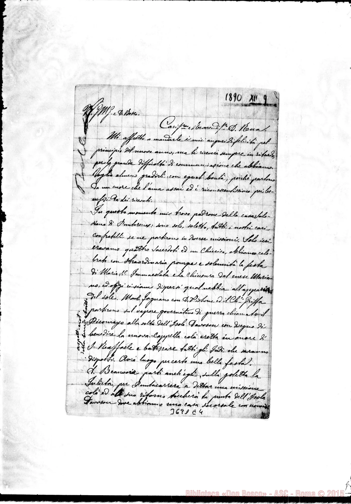 Fotogramma E 4 — « « Puntarenas, 9-12-1890 Autogr. Rua
