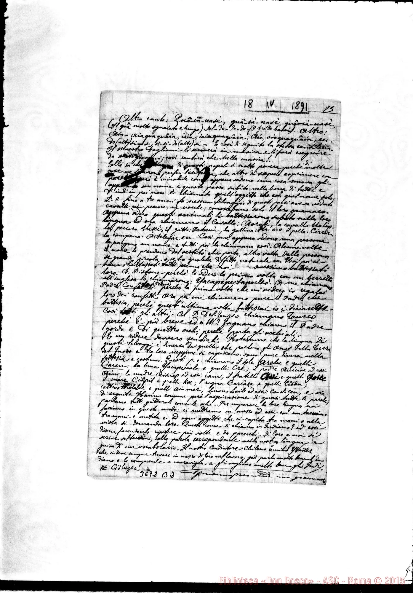 Fotogramma B 2 — « « Dawson, 18-04-1891 Autogr. Rua