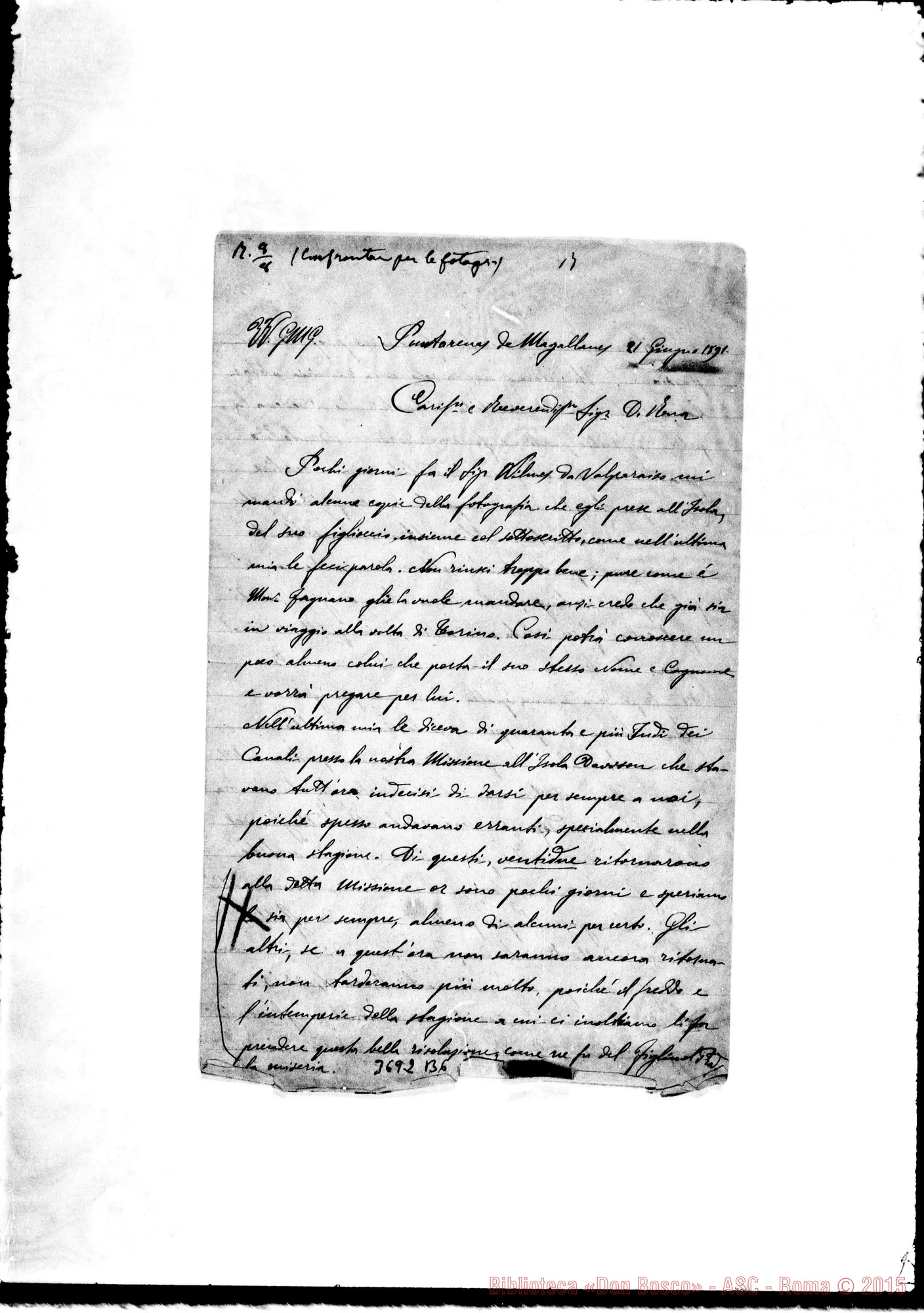 Fotogramma B 6 — « « Puntarenas, 21-06-1891 Autogr. Rua