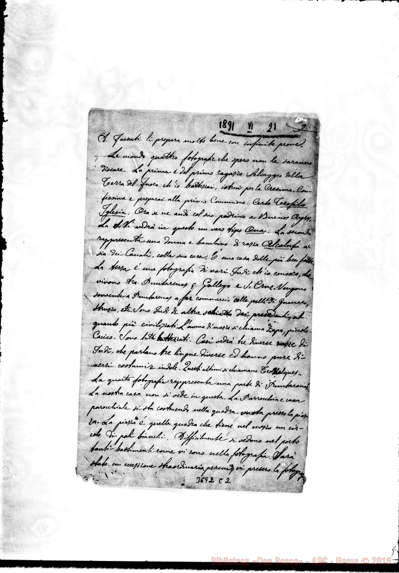 Fotogramma C 2 — « « Puntarenas, 21-06-1891 Autogr. Rua