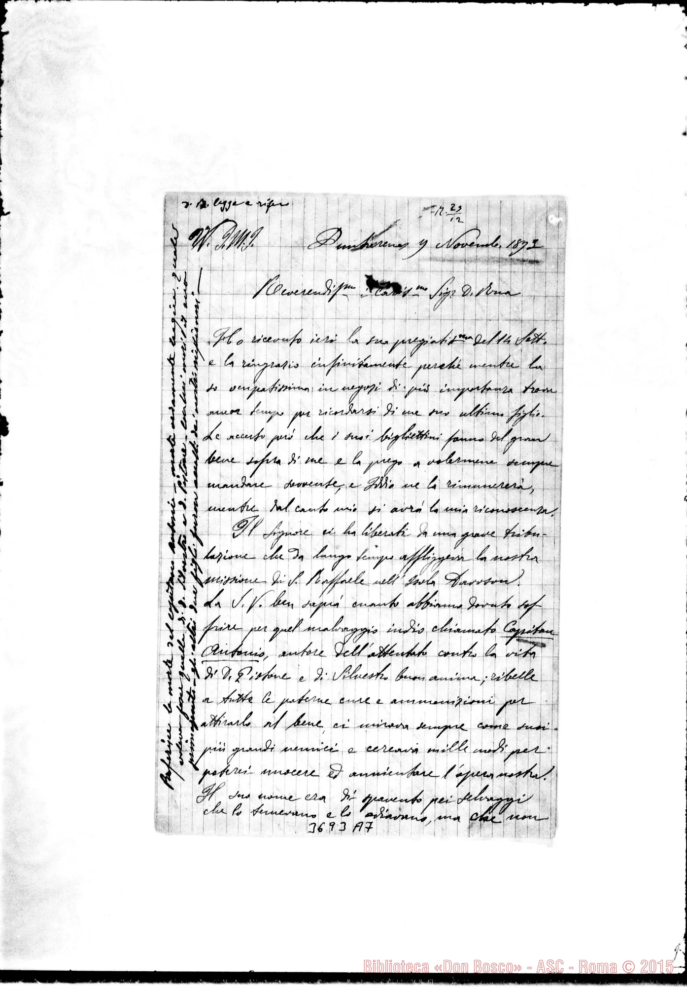 Fotogramma A 7 — « « Puntarenas, 9-11-1893 Autogr. Rua