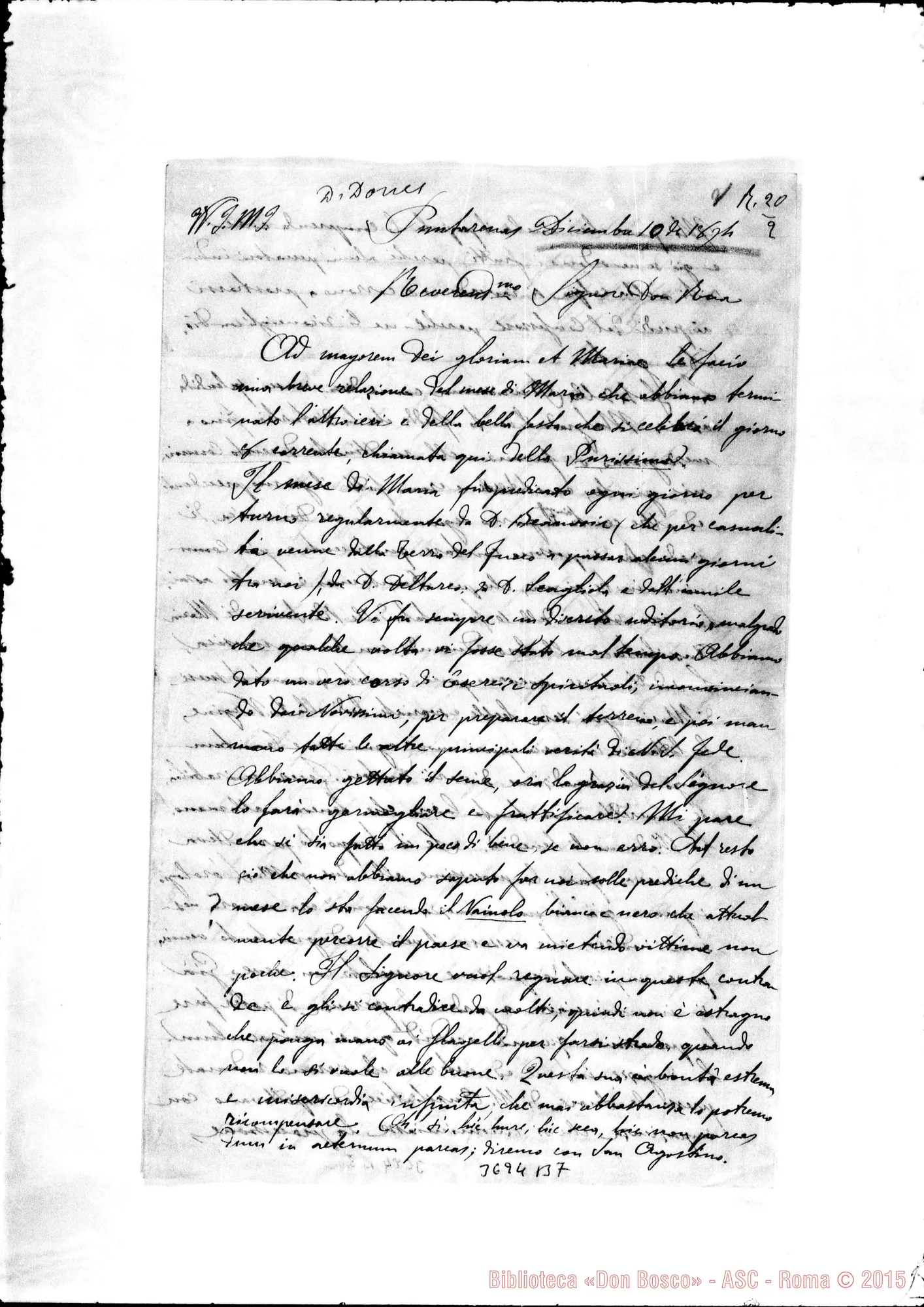 Fotogramma B 7 — « « Puntarenas, 10-12-1894 Autogr. Rua